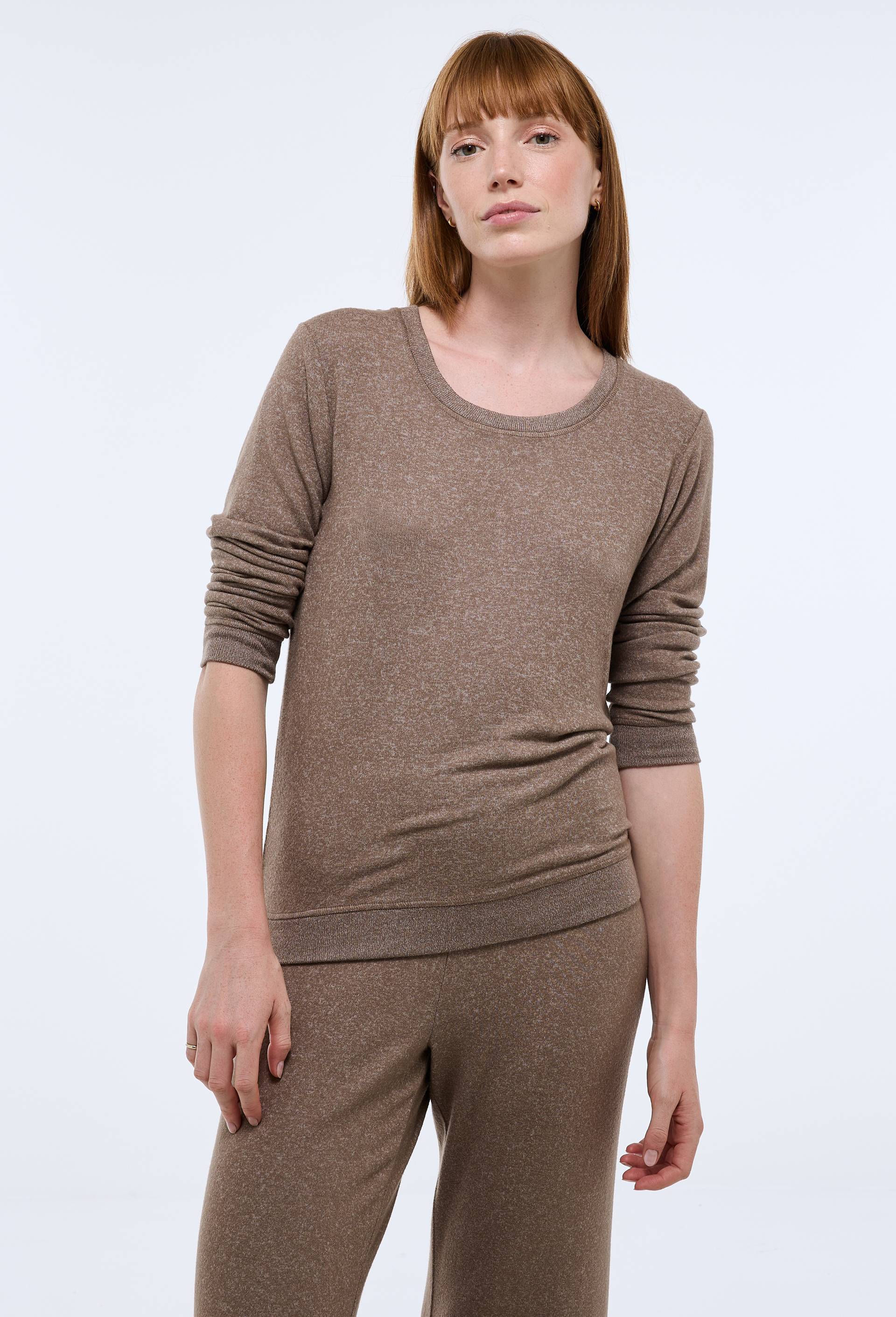 Pull col rond uni doux et l&eacute;ger, Beige, large image number 0