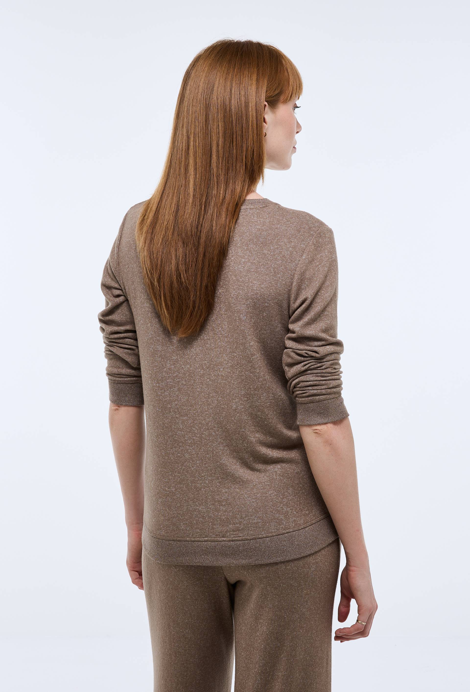 Pull col rond uni doux et l&eacute;ger, Beige, large image number 2