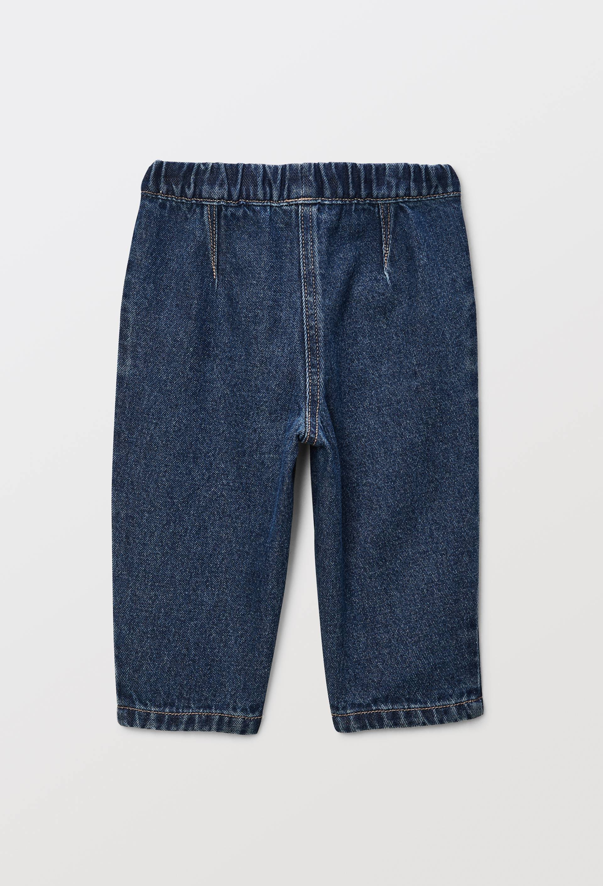 Jean taille &eacute;lastique uni en coton, Bleu, large image number 2.0
