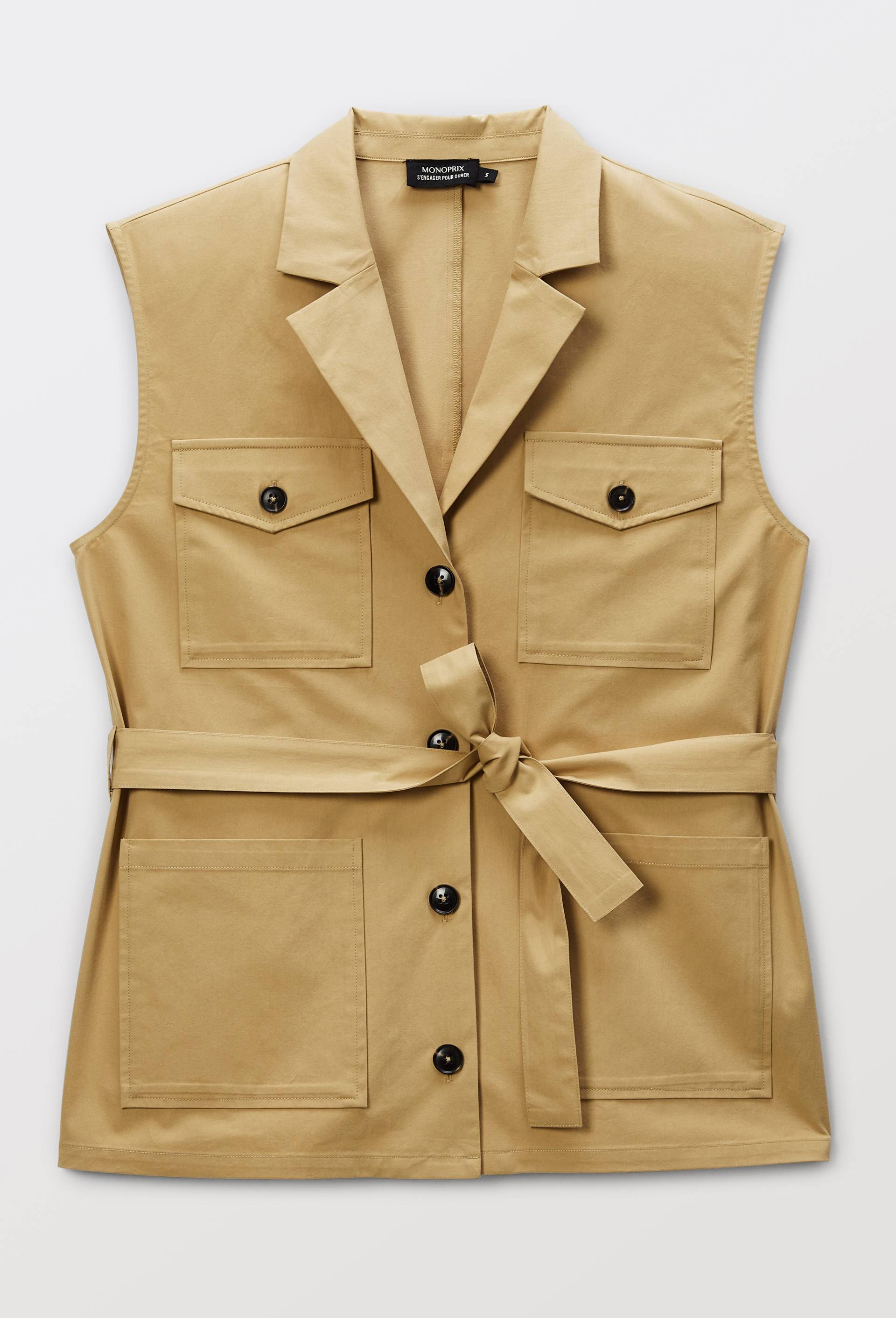 Veste sans manches en coton, Beige, large image number 3