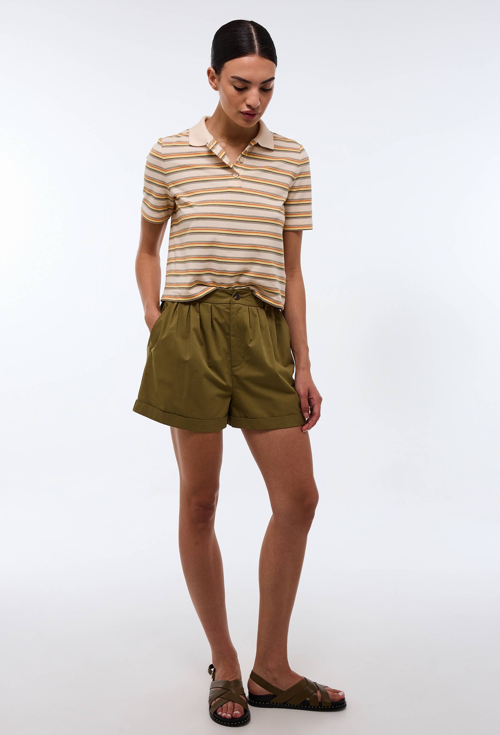 Short en coton, Vert fonc&eacute;, swatch image