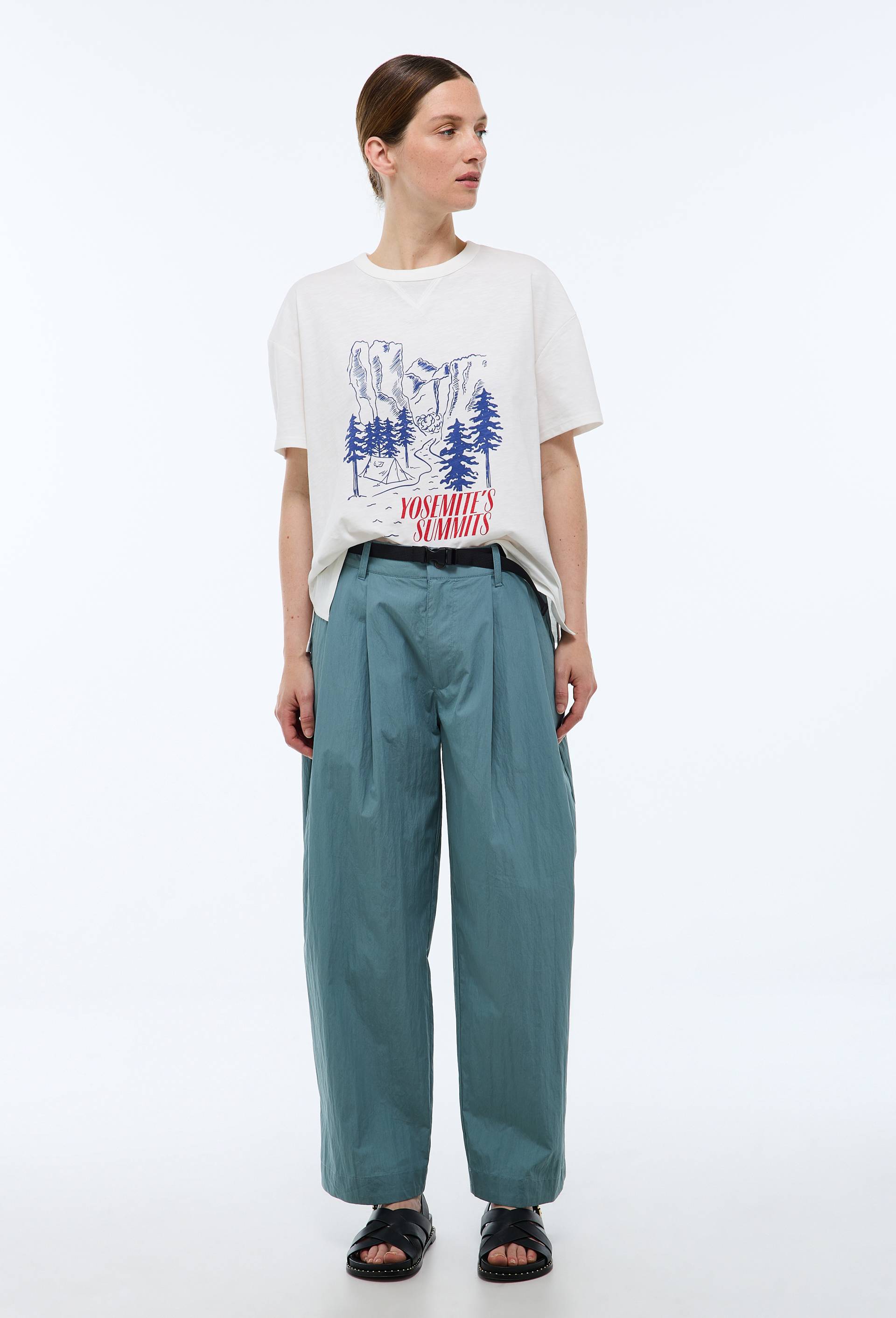 Pantalon carotte ceinturé en coton - MONOPRIX - Modalova