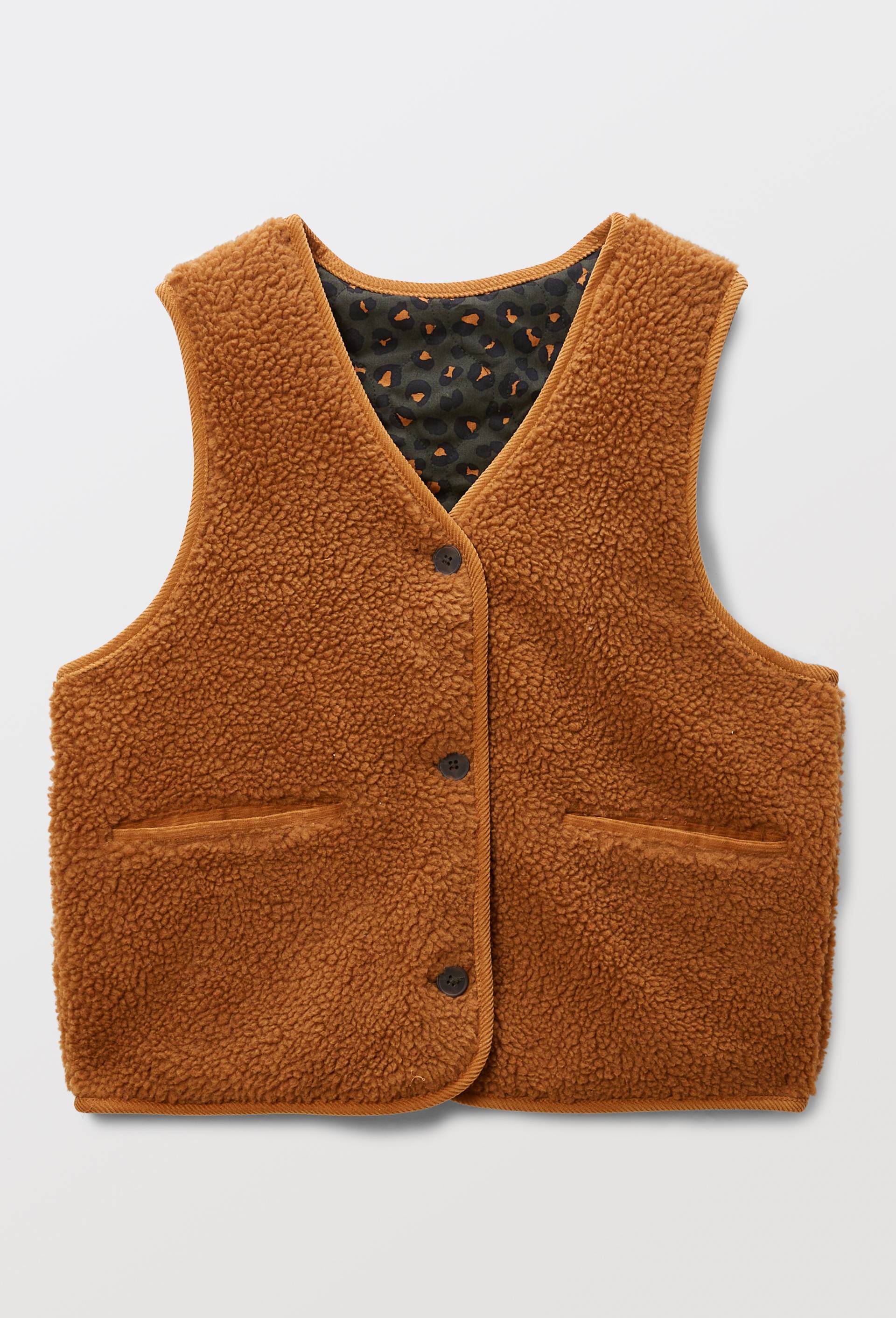 Veste matelass&eacute;e r&eacute;versible sans manches avec doublure imprim&eacute;e, Brun clair, large image number 4.0