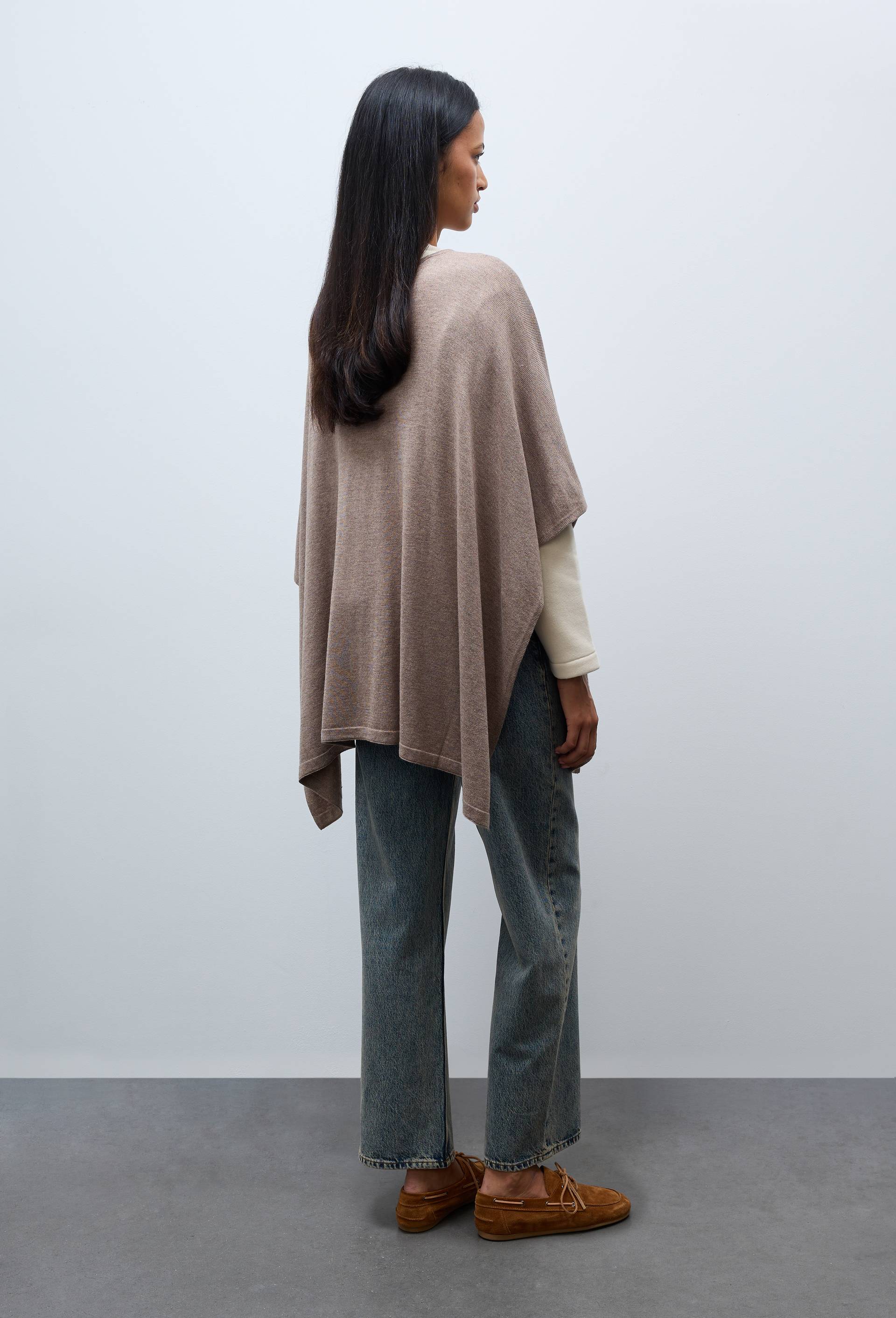 Poncho contenant de la laine, Beige fonc&eacute;, large image number 1.0