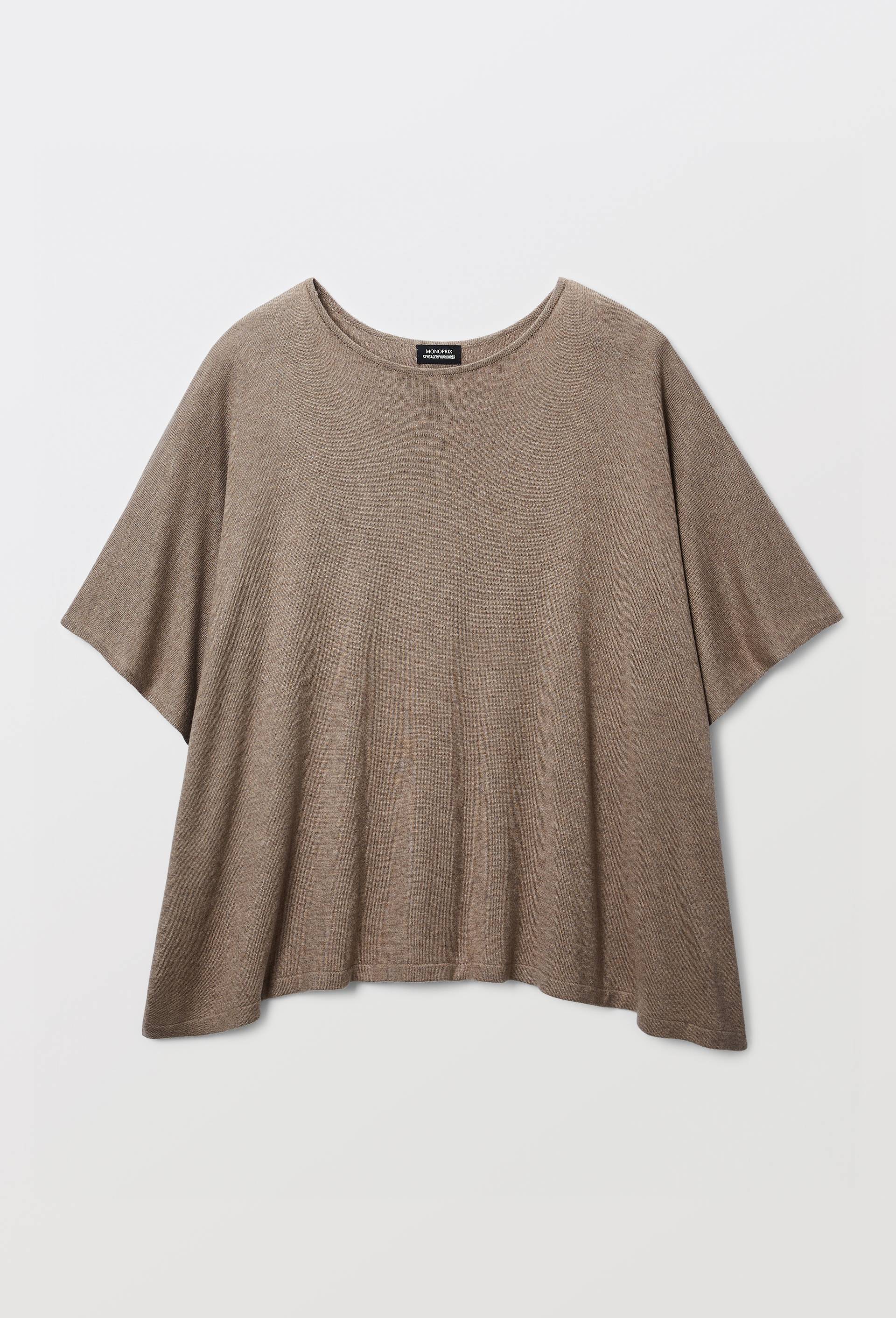Poncho contenant de la laine, Beige fonc&eacute;, large image number 2