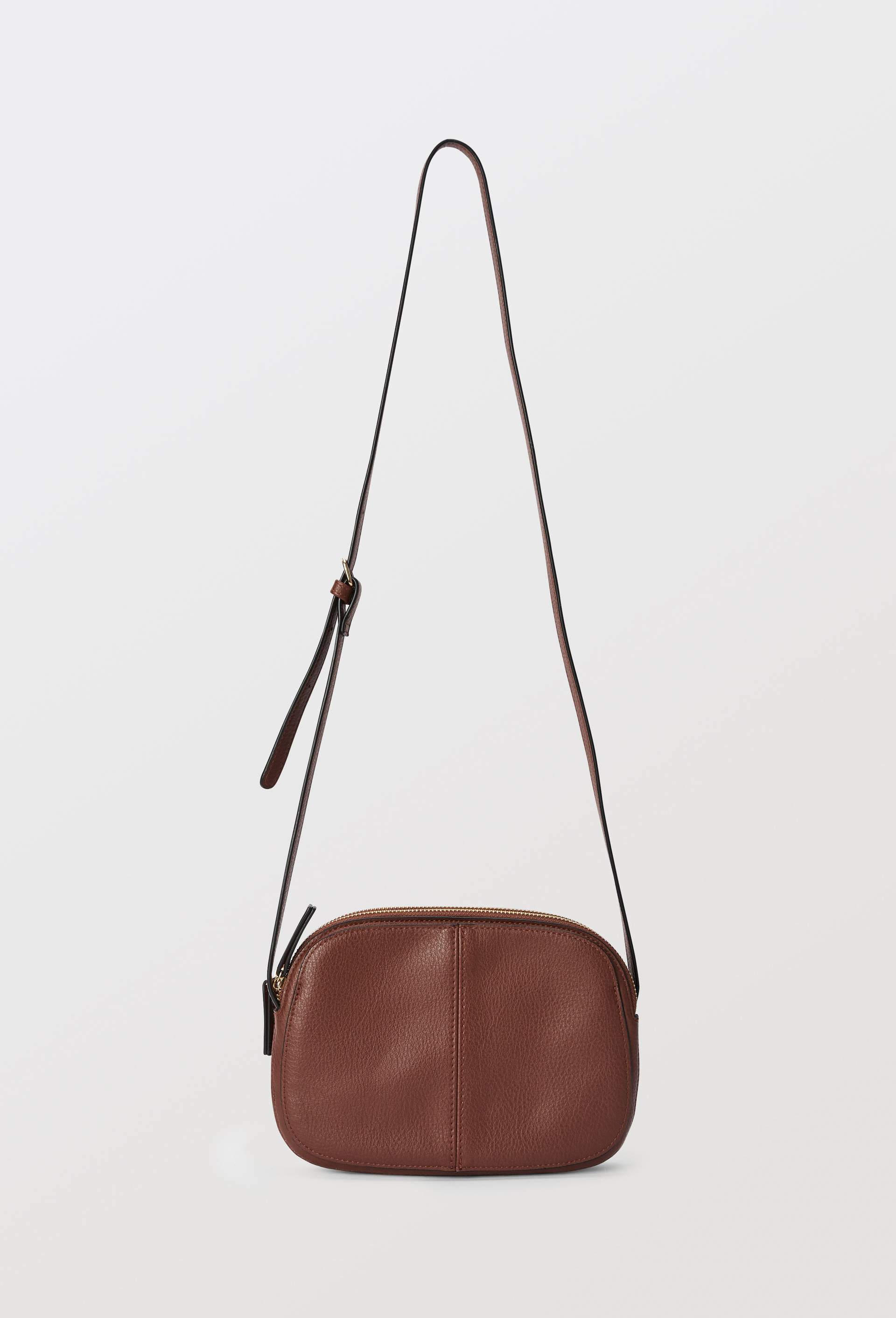 Sac bandoulière double zip BRUN FONCE pour femme MONOPRIX - Main Image