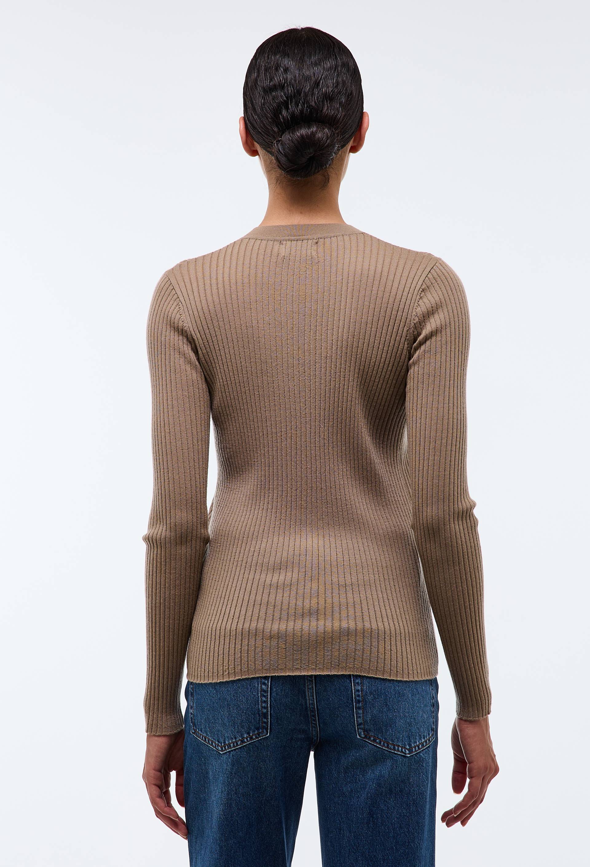 Pull col rond en laine, Beige, large image number 1.0