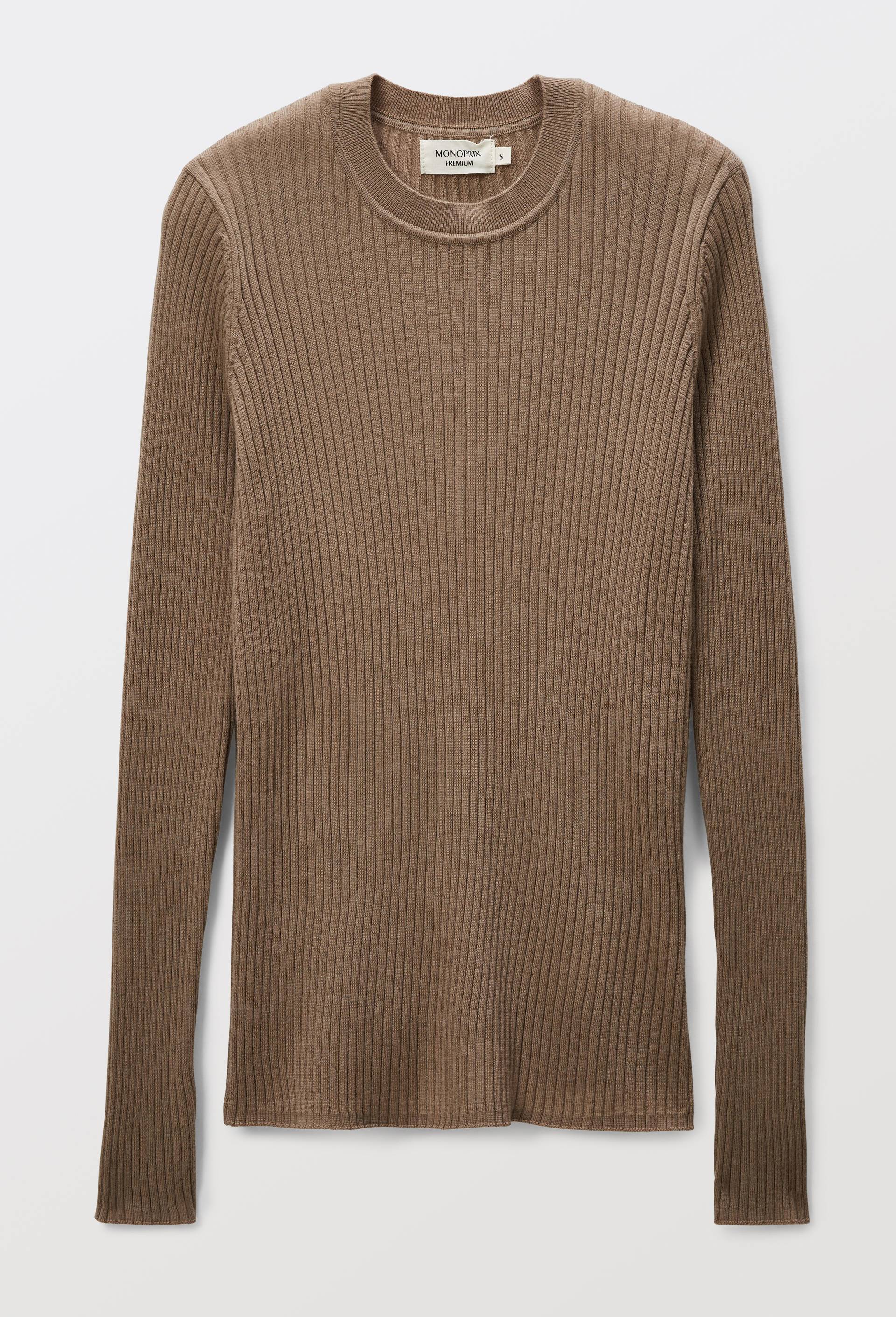 Pull col rond en laine, Beige, large image number 2