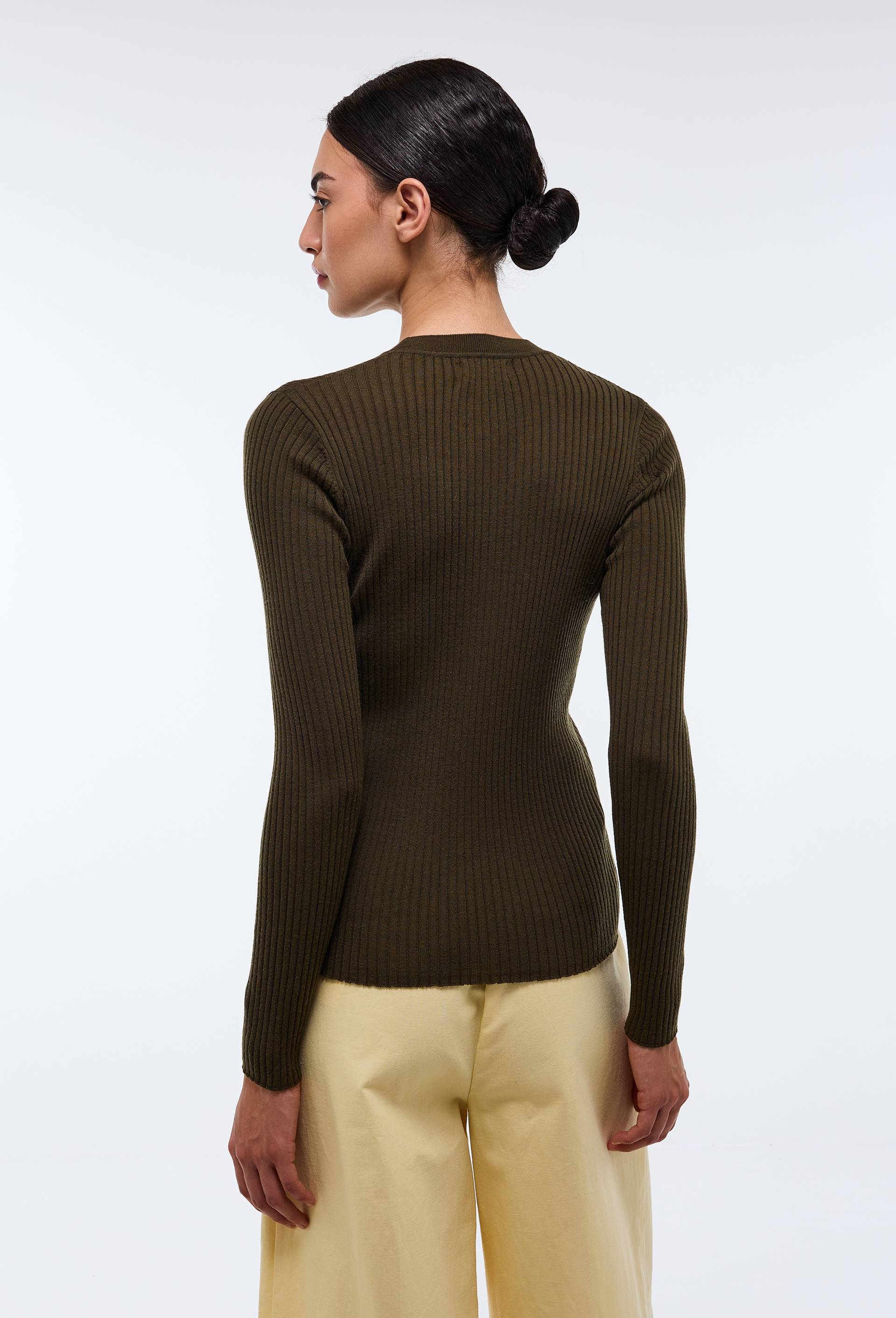 Pull col rond en laine, Vert fonc&eacute;, large image number 1.0