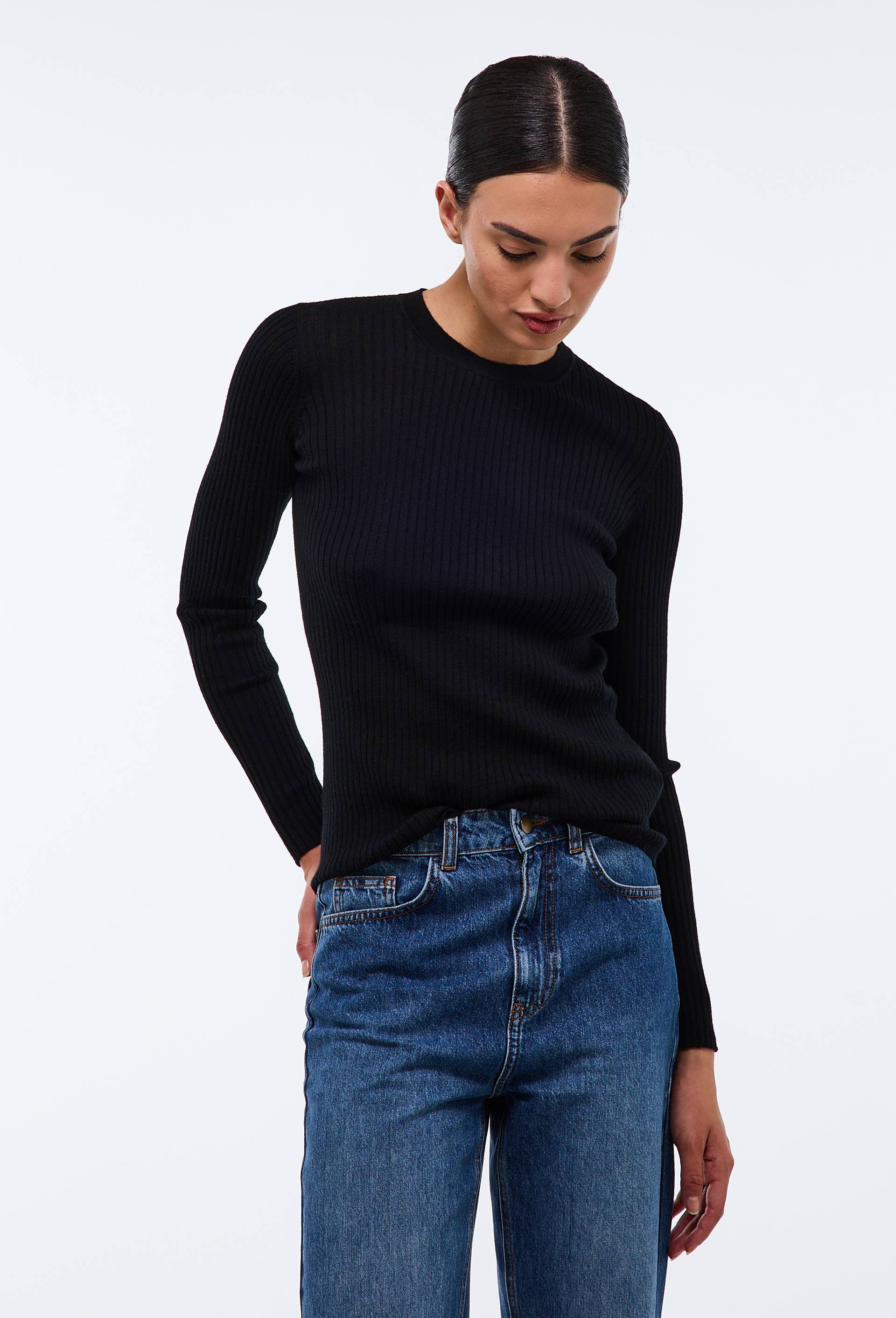 Pull col rond en laine - MONOPRIX PREMIUM - Modalova