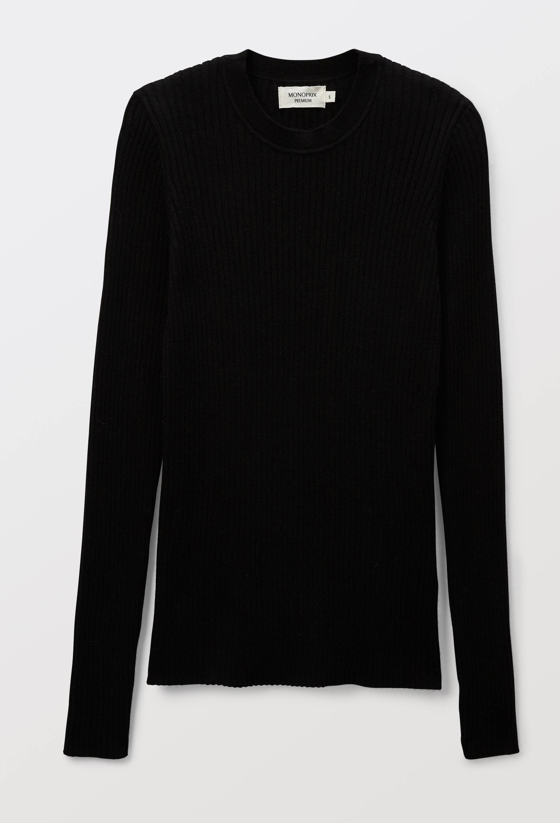 Pull col rond en laine NOIR pour femme MONOPRIX PREMIUM