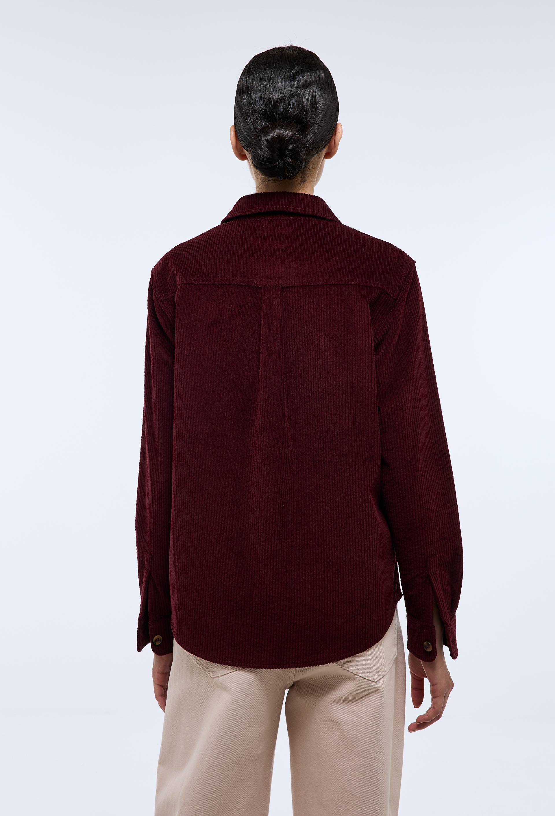 Chemise manches longues en velours en coton BIO GOTS, Rouge fonc&eacute;, large image number 1.0