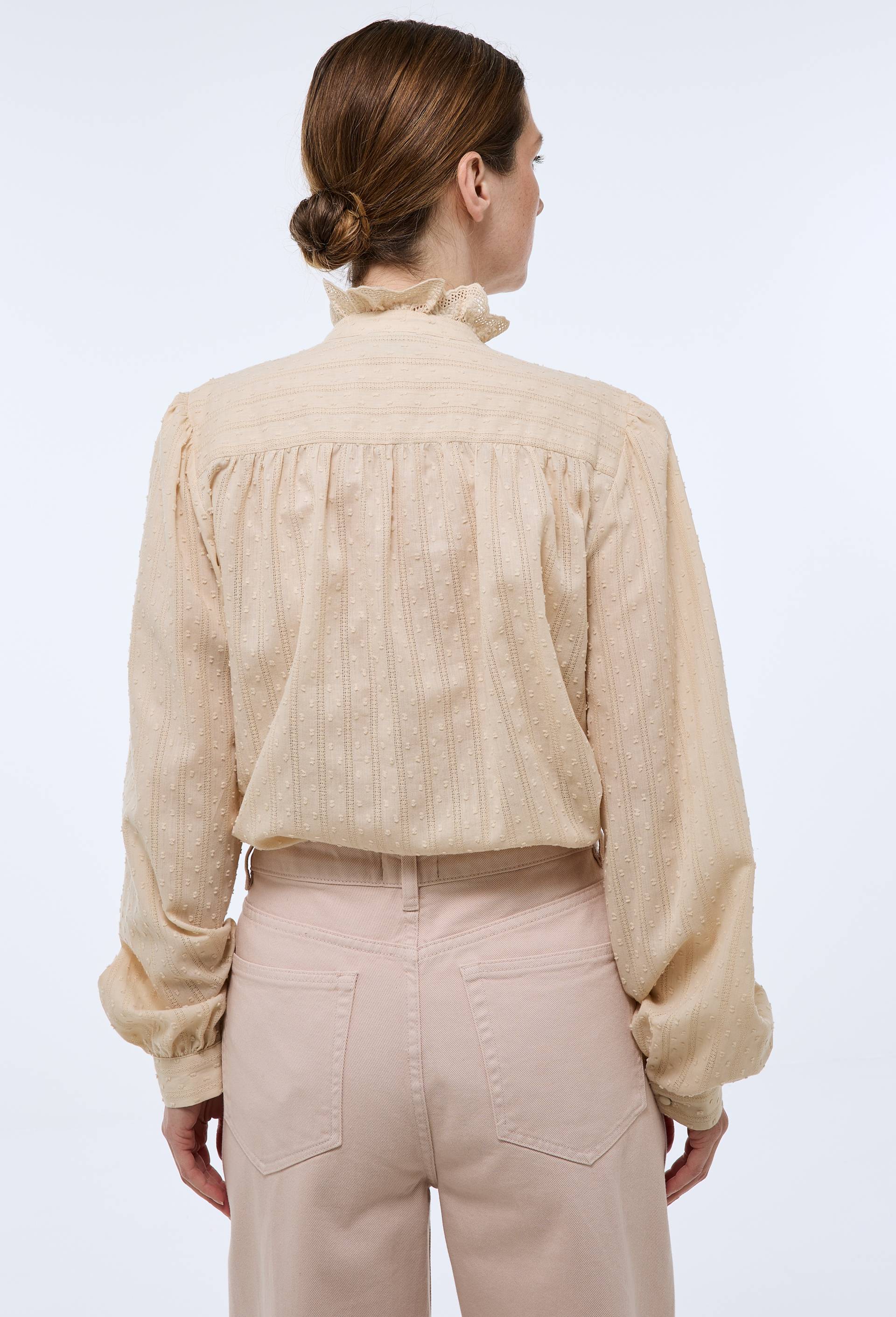 Blouse manches longues unie en coton BIO GOTS, Ecru, large image number 1.0