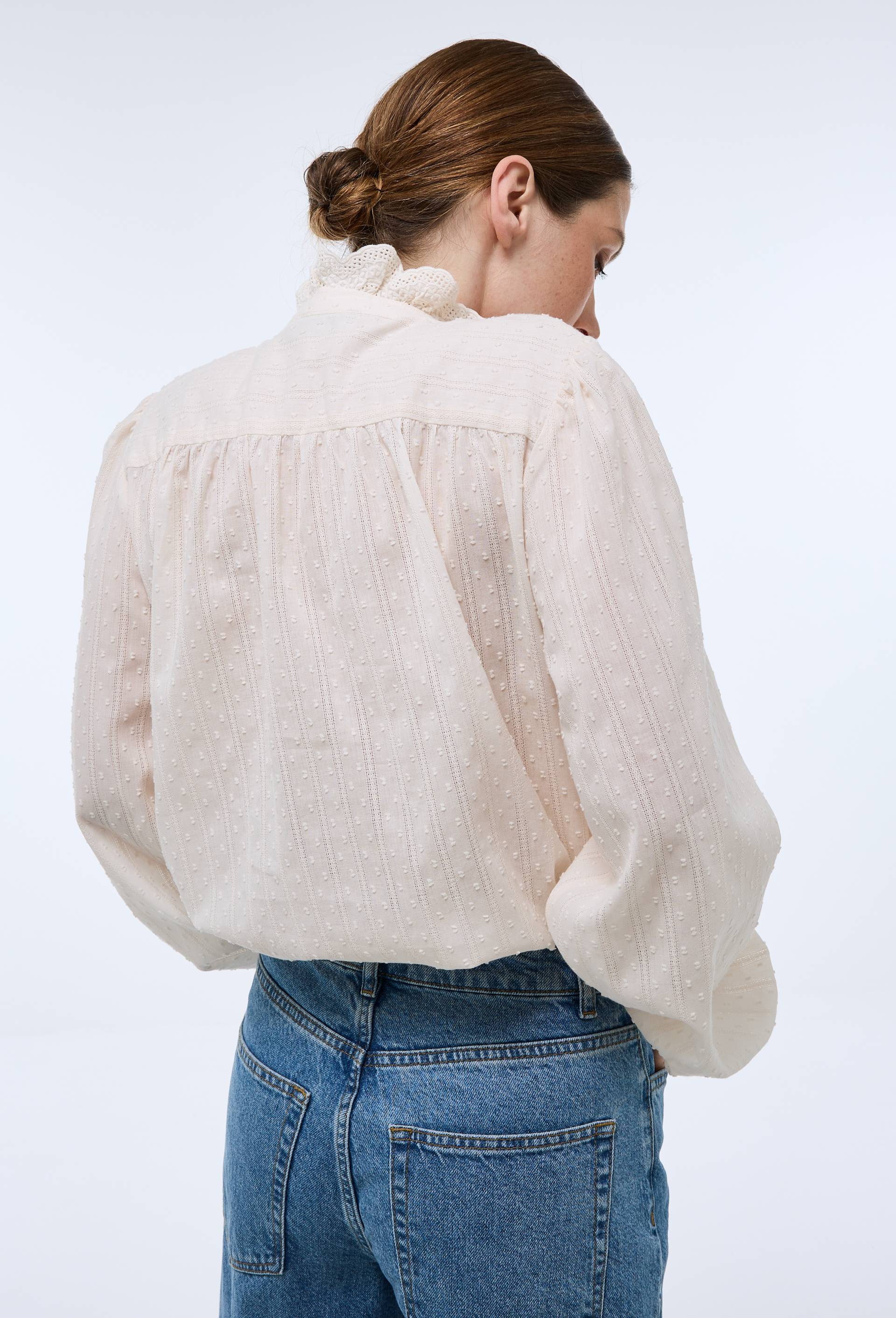 Blouse manches longues unie en coton BIO GOTS, Blanc, large image number 1