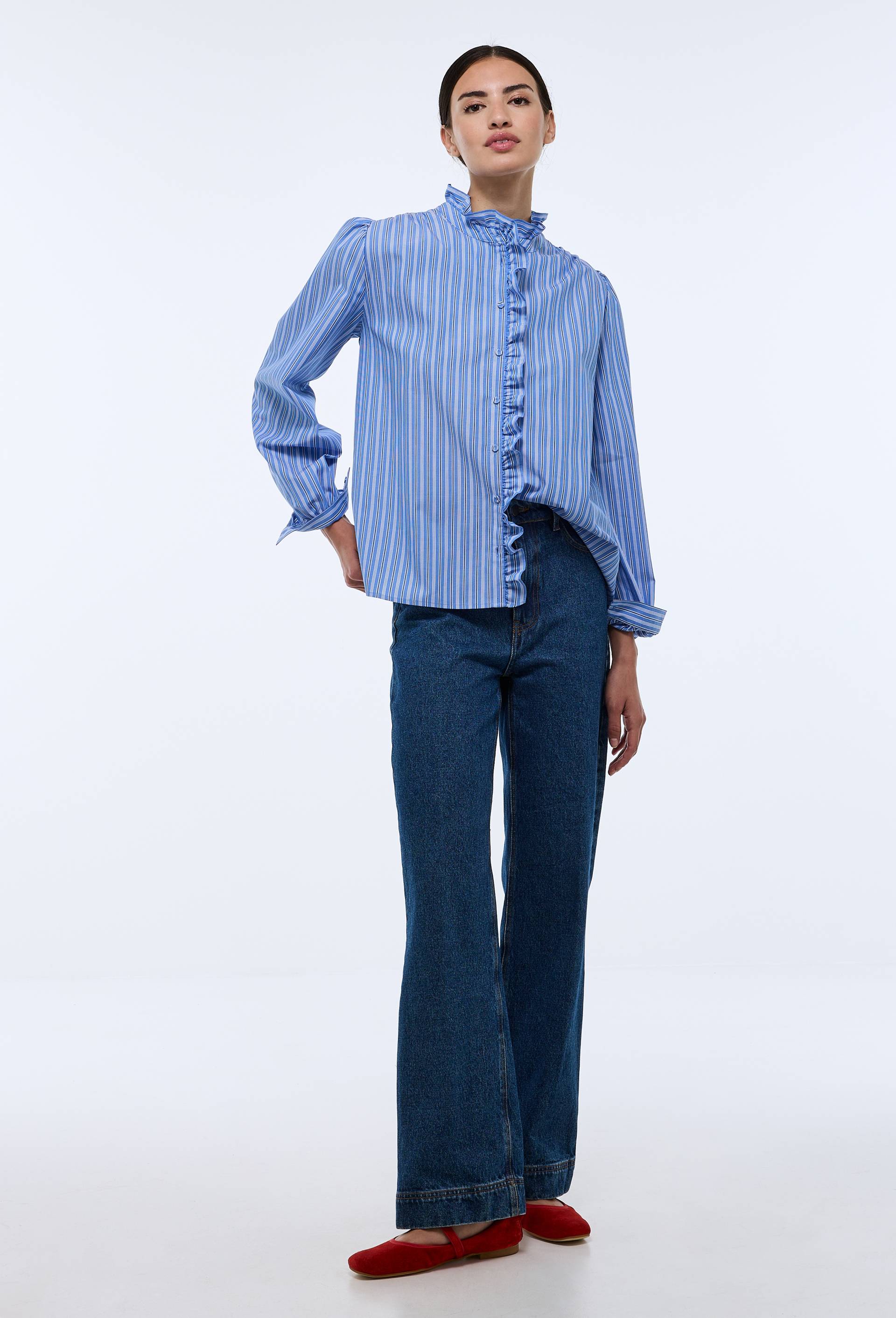 Blouse manches longues rayée en coton BIO GOTS BLEU pour femme MONOPRIX