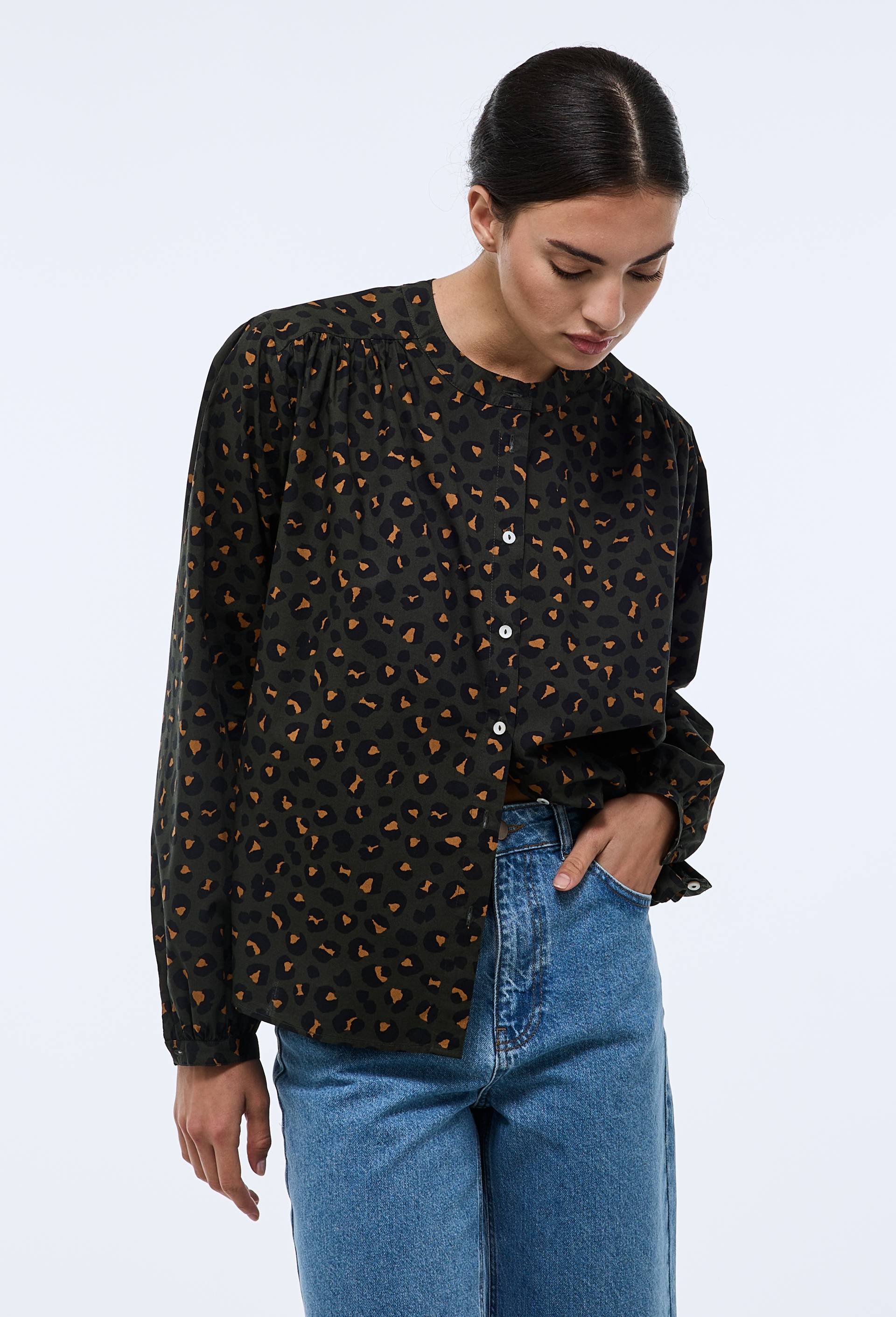 Blouse manches longues imprimée en coton BIO GOTS VERT FONCE pour femme MONOPRIX