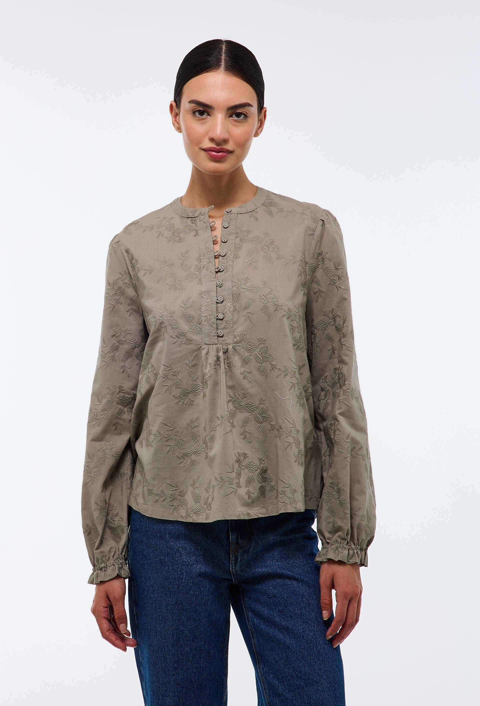 Blouse manches longues brodée en coton BIO GOTS - MONOPRIX - Modalova