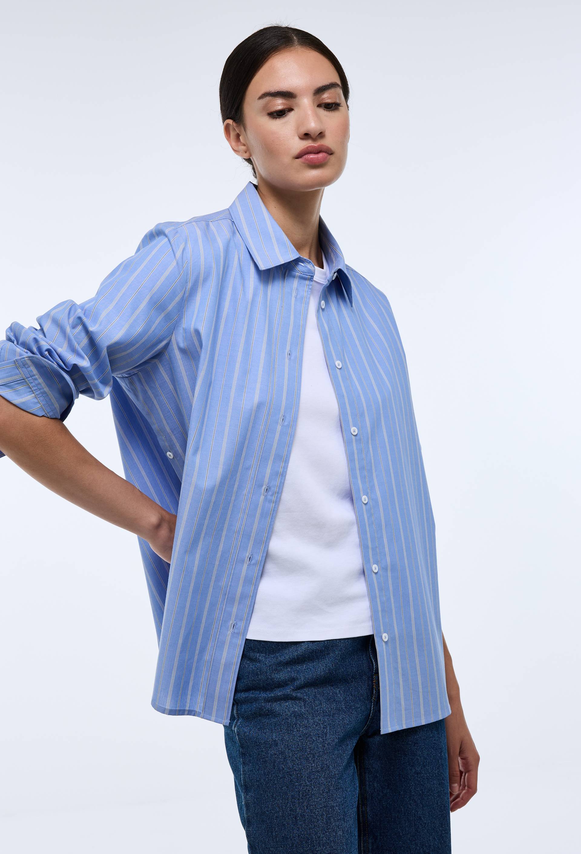 Chemise manches longues rayée en coton BIO GOTS