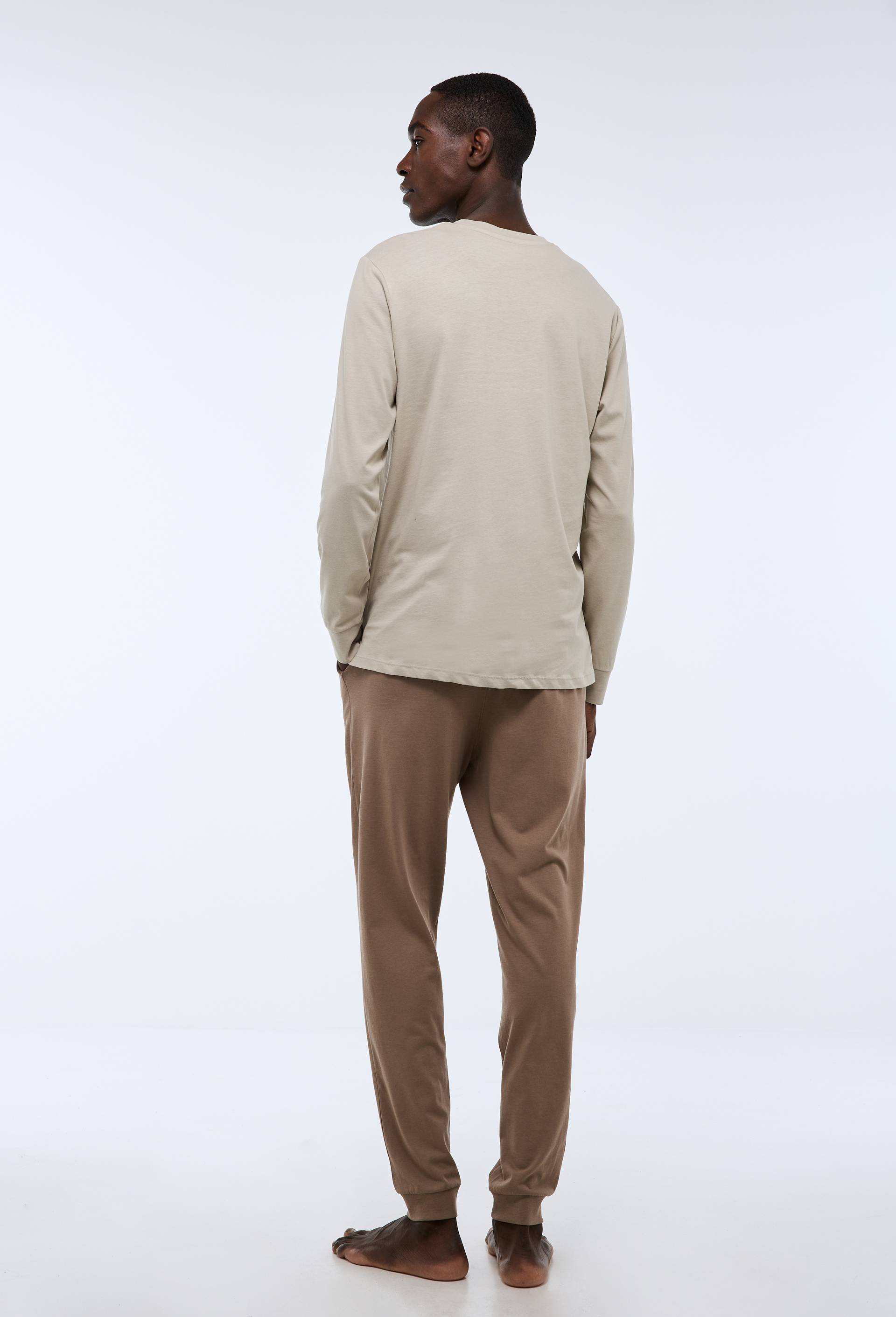 Pyjama T-shirt manches longues et pantalon en jersey de coton BIO GOTS, Brun clair, large image number 1