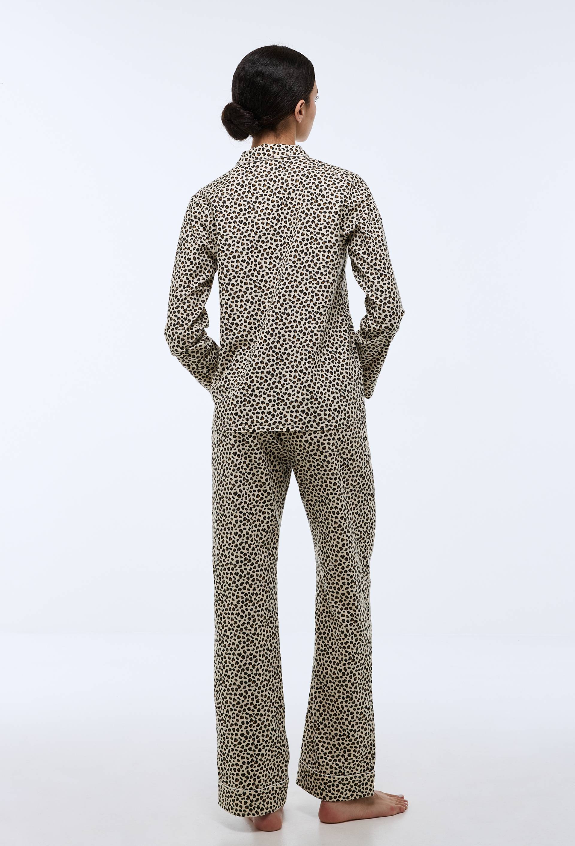 Pyjama imprim&eacute; l&eacute;opard en coton BIO GOTS, Beige clair, large image number 2.0