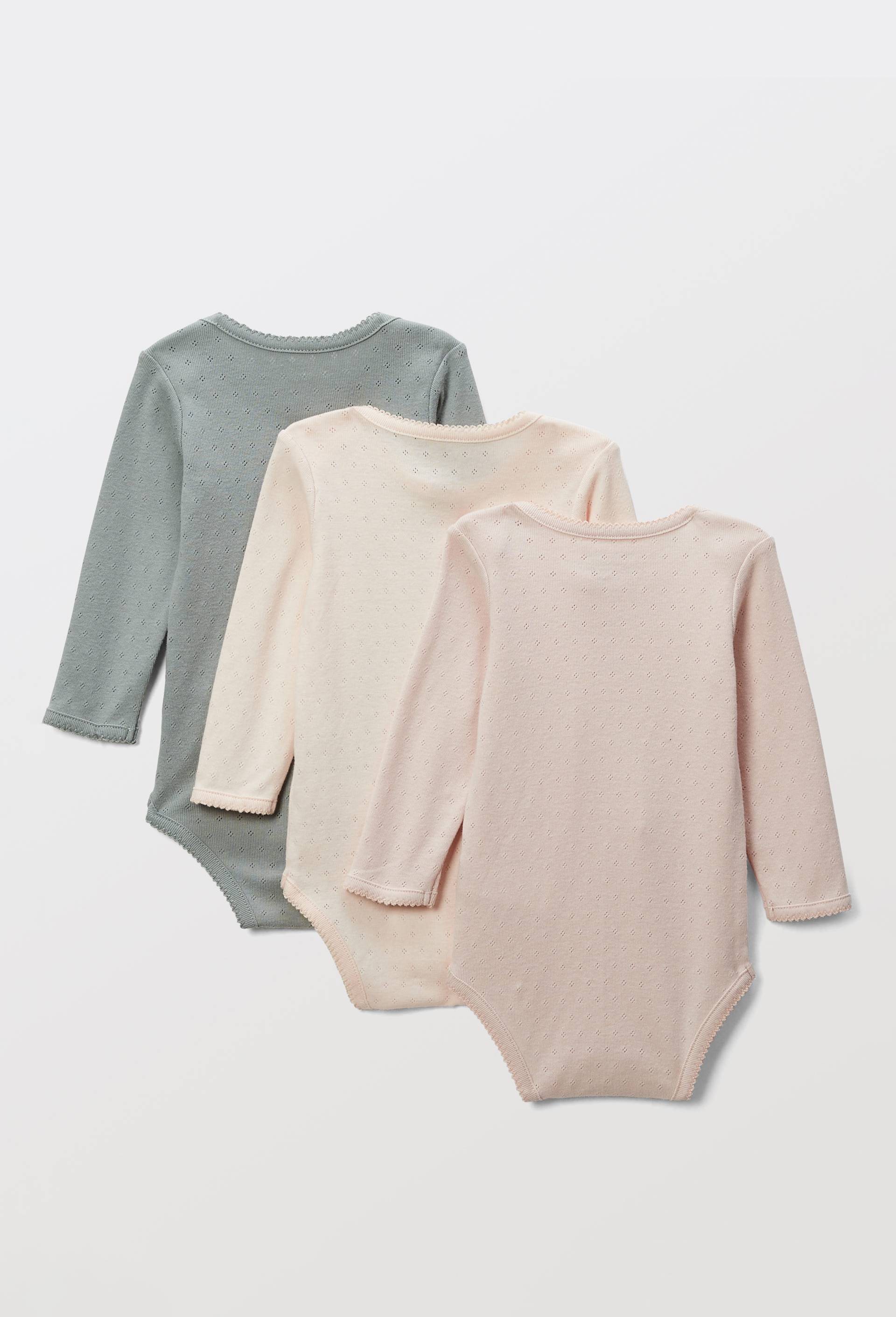 Lot de 3 bodies manches longues uni en coton BIO GOTS, Vert fonc&eacute;, large image number 1
