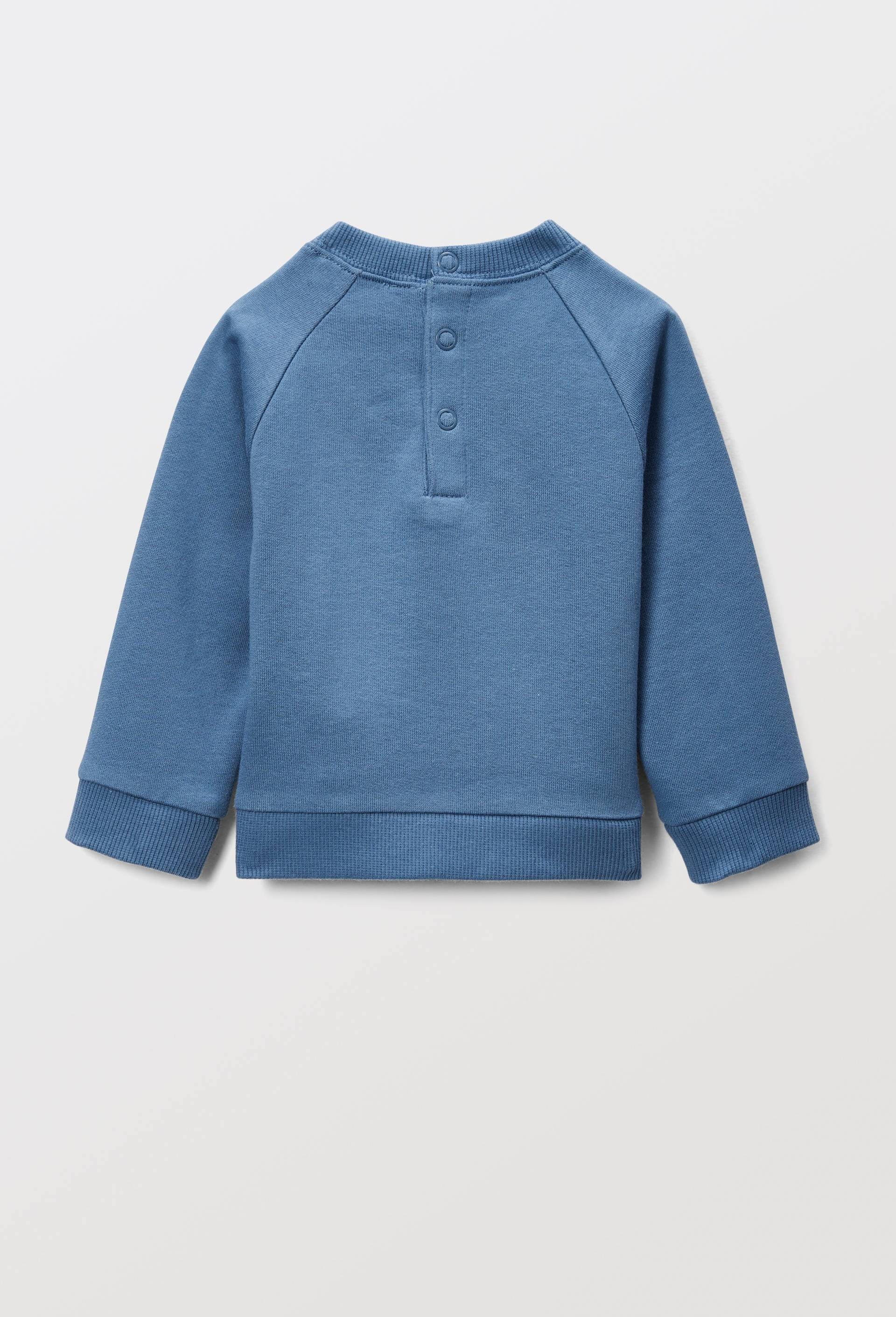 Sweat brod&eacute; en coton BIO GOTS, Bleu, large image number 1