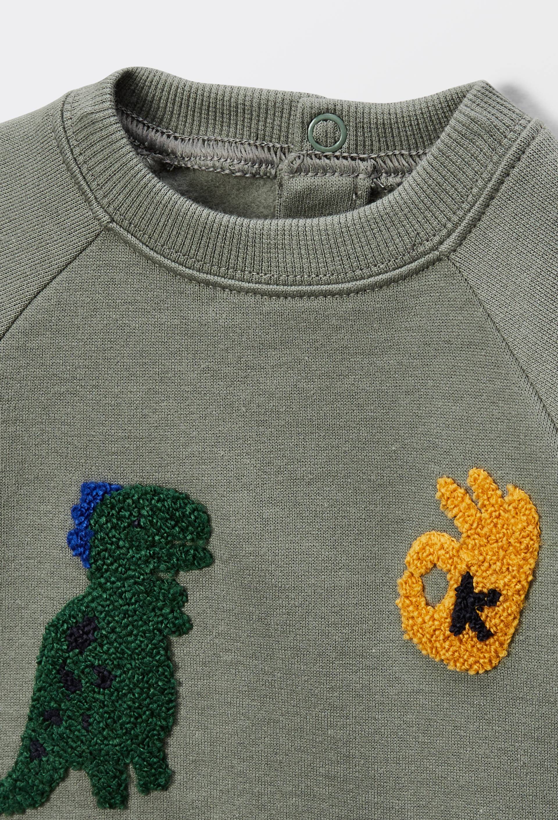 Sweat brod&eacute; en coton BIO GOTS, Vert, large image number 2
