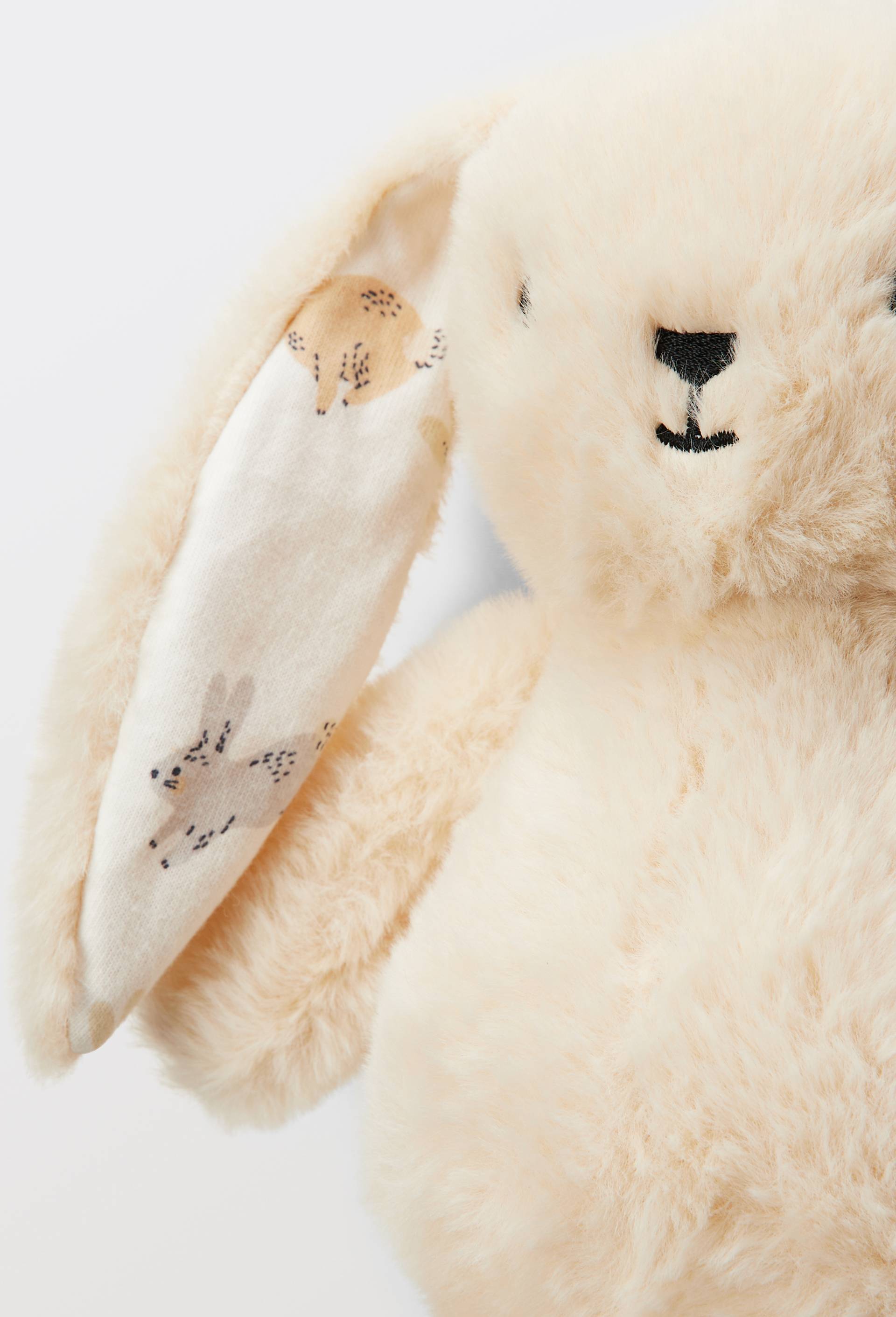 Peluche lapin tout doux avec oreilles imprim&eacute;s, Ecru, large image number 1