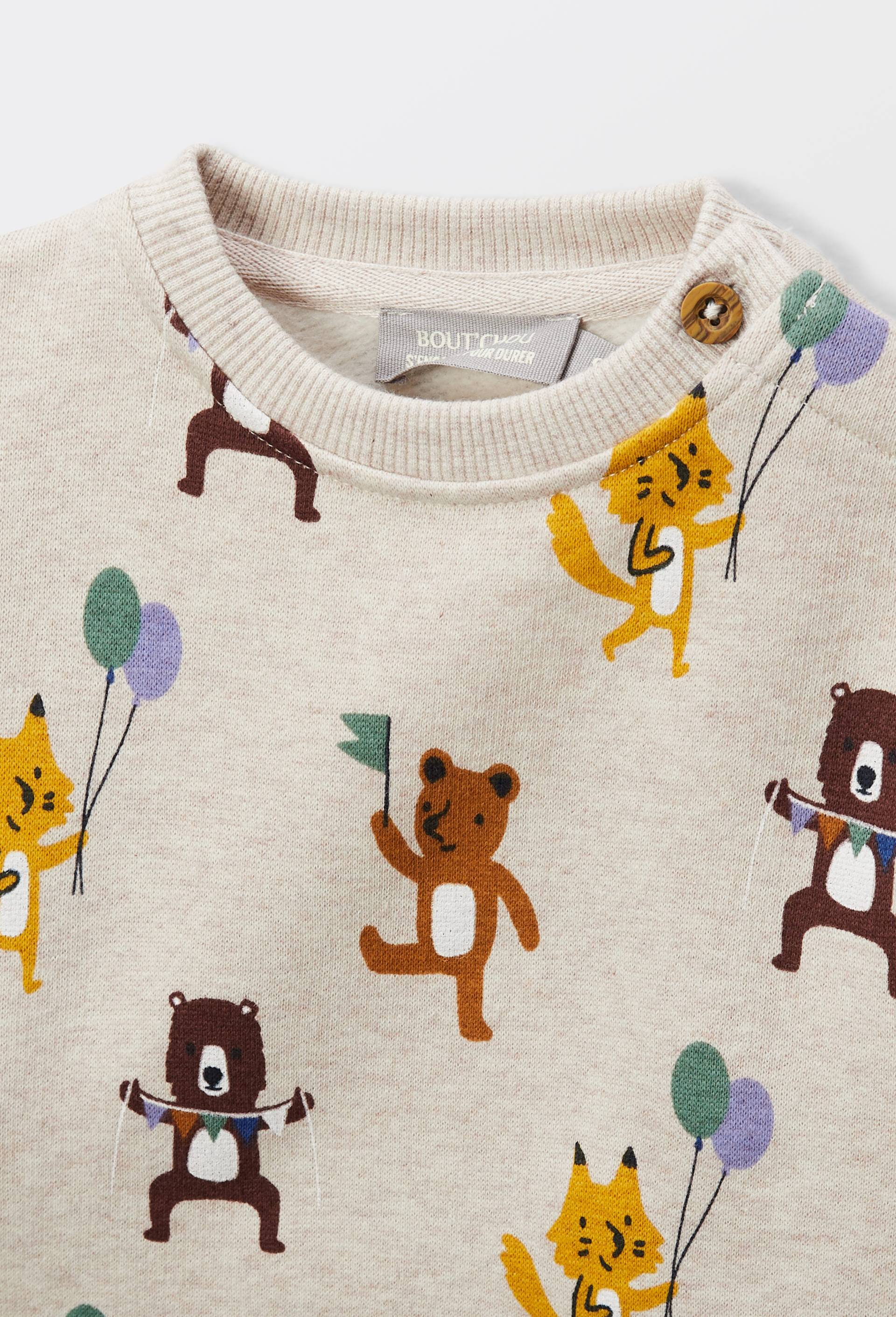 Sweat imprim&eacute; en coton BIO GOTS, Beige, large image number 2.0