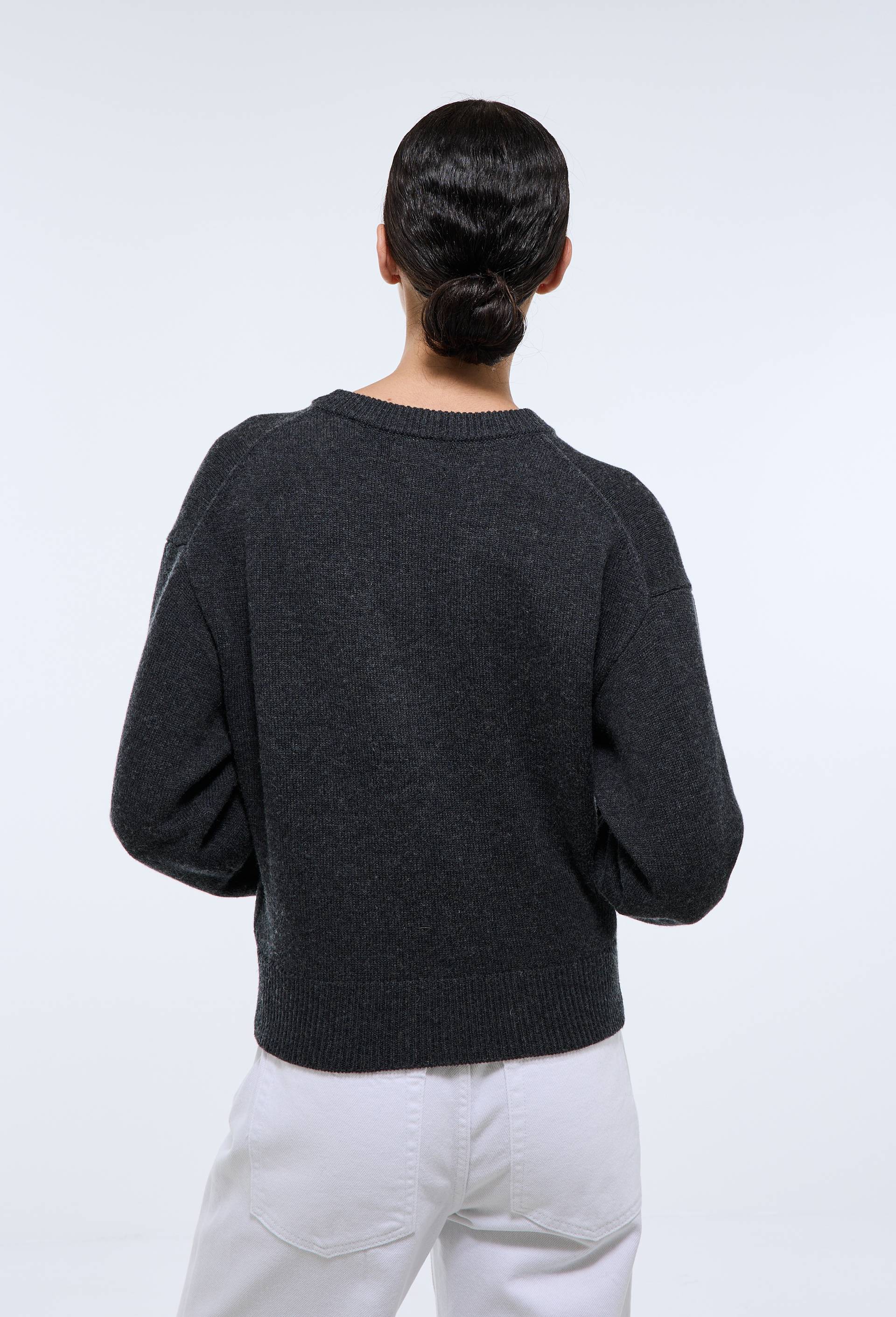 Cardigan manches longues contenant de la laine et du coton, Gris fonc&eacute;, large image number 1