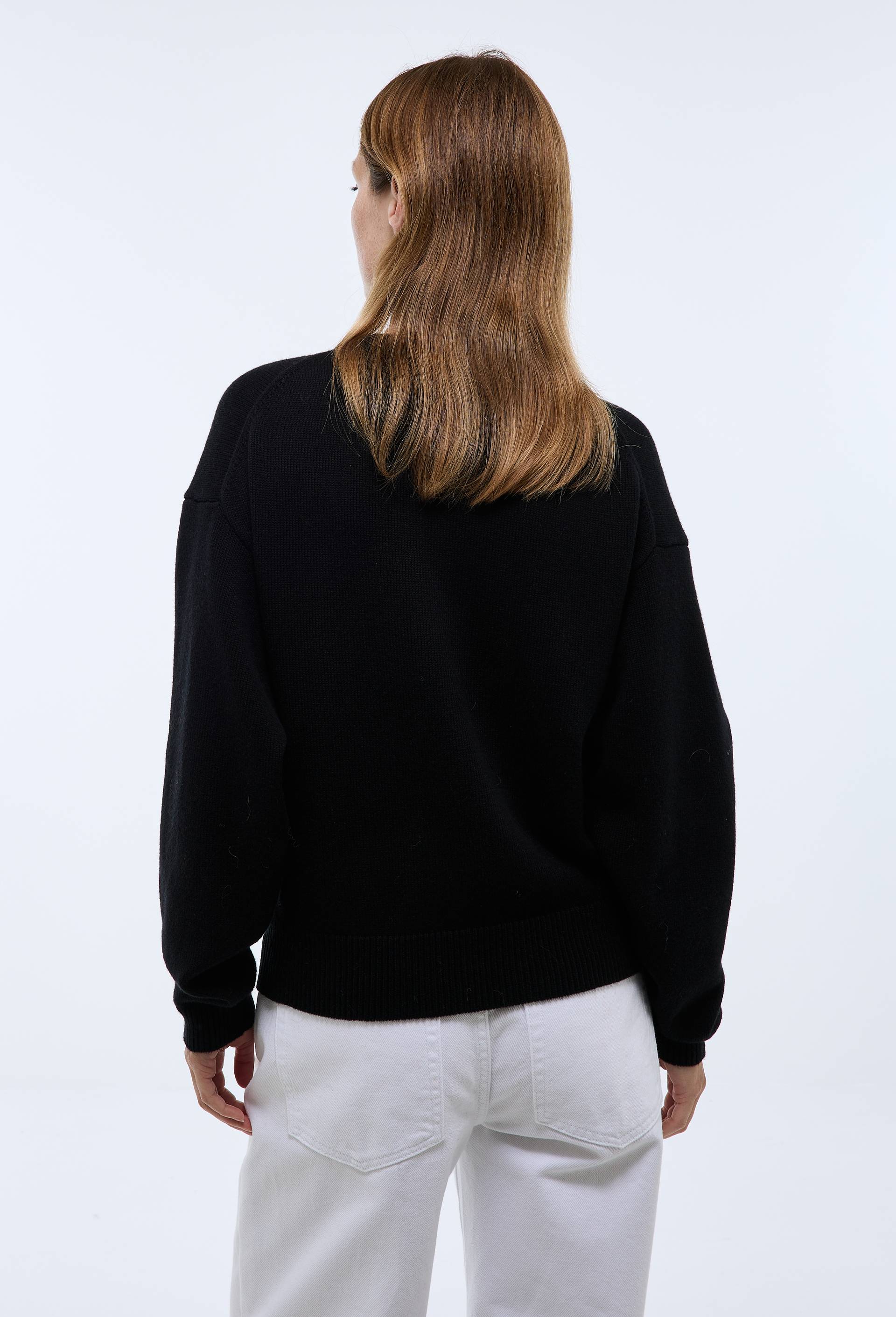 Cardigan manches longues contenant de la laine et du coton, Noir, large image number 1.0