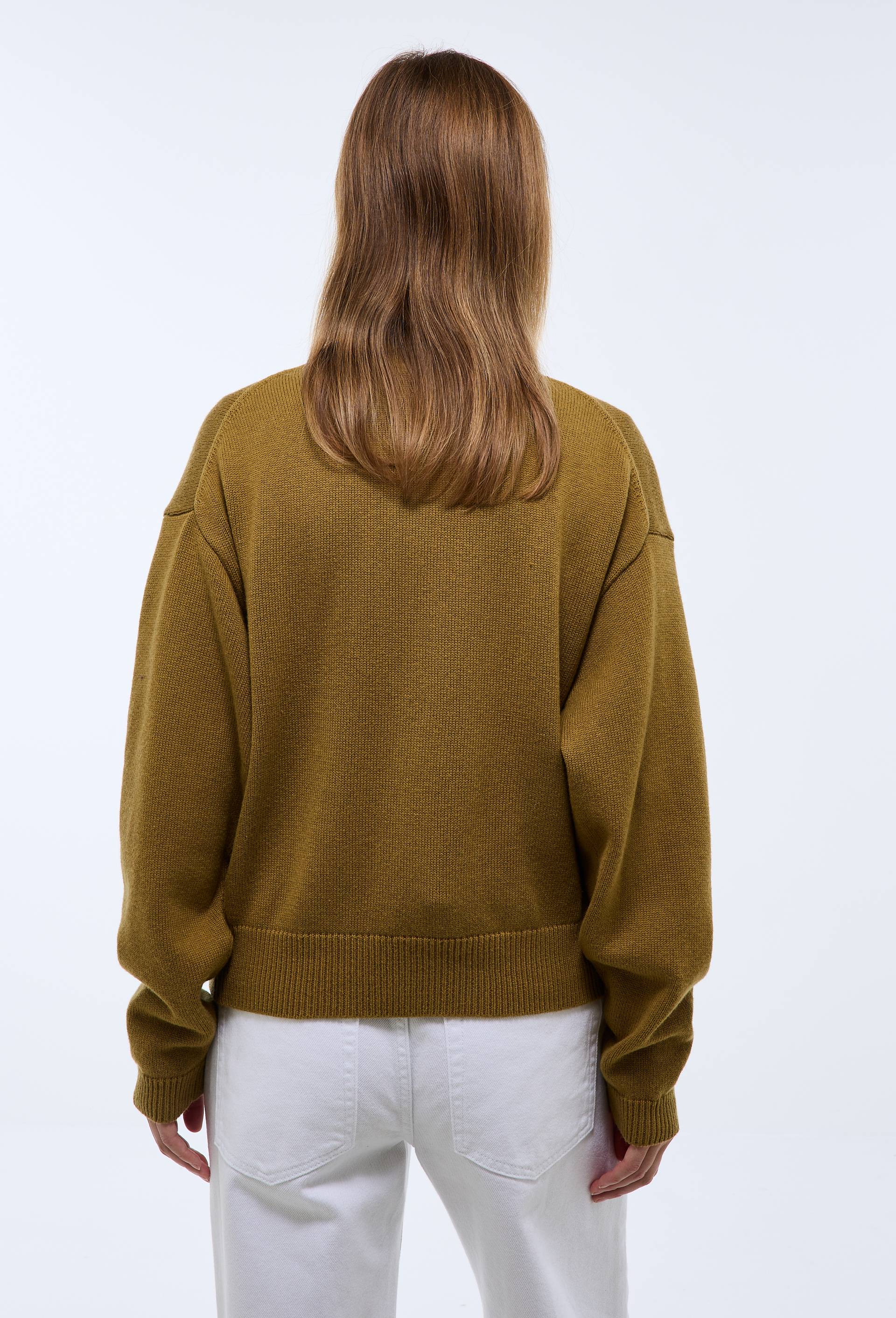 Cardigan manches longues contenant de la laine et du coton, Jaune fonc&eacute;, large image number 1