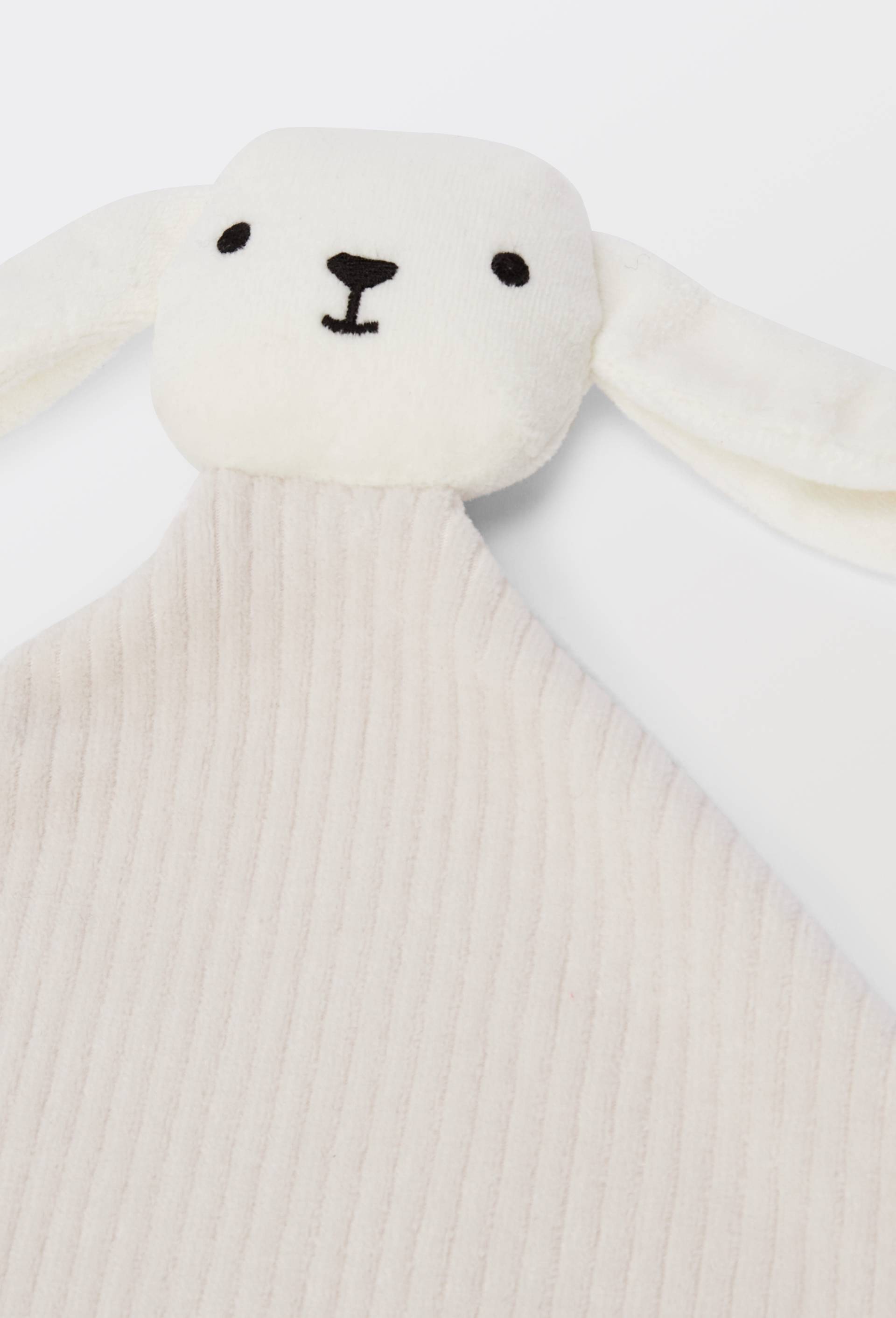 Doudou plat velours c&ocirc;tel&eacute; en coton BIO, Beige clair, large image number 1