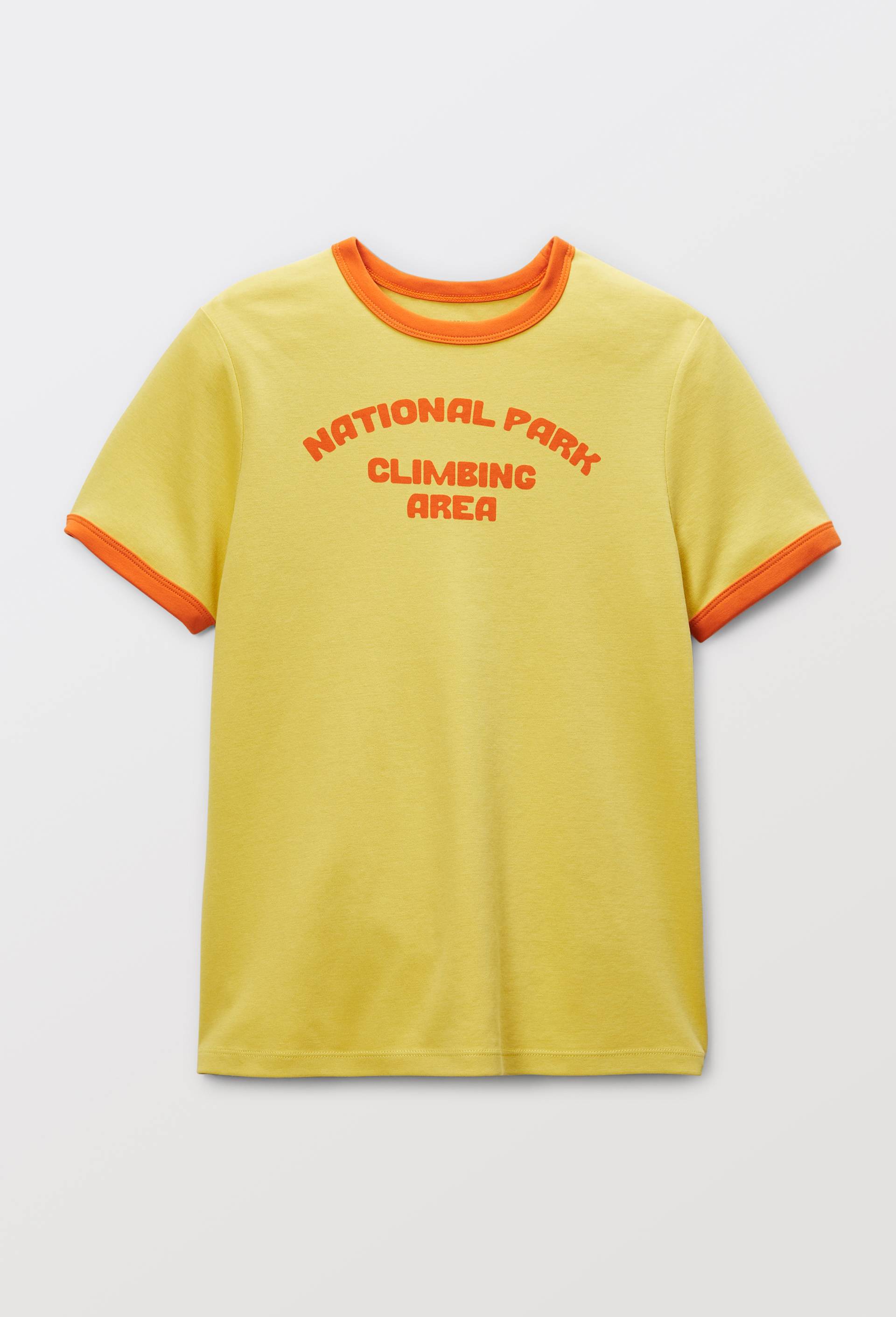 T-shirt &agrave; manches courtes avec texte plac&eacute; en coton BIO GOTS, Jaune, large image number 3