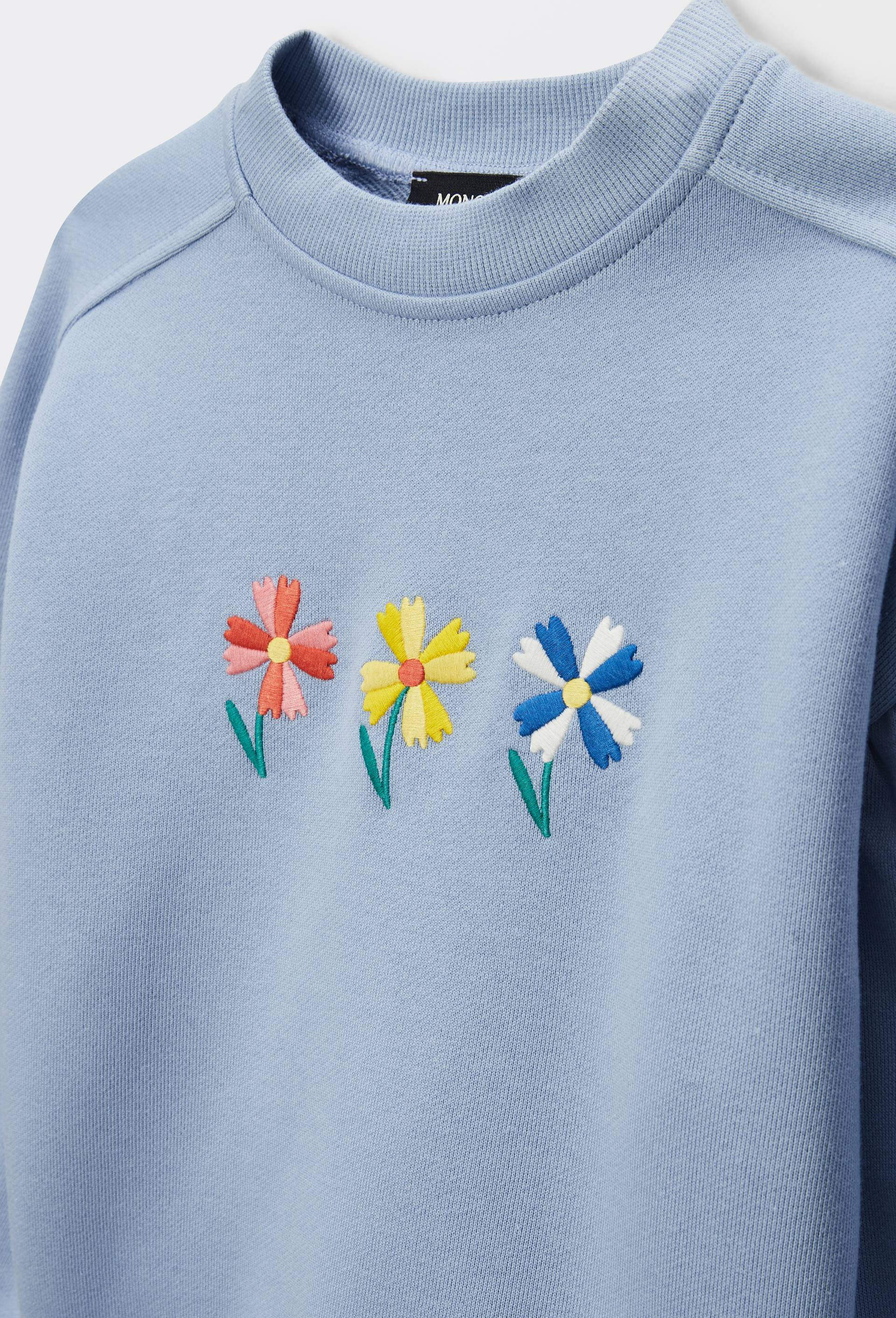Sweat brod&eacute; en coton BIO GOTS, Bleu clair, large image number 2
