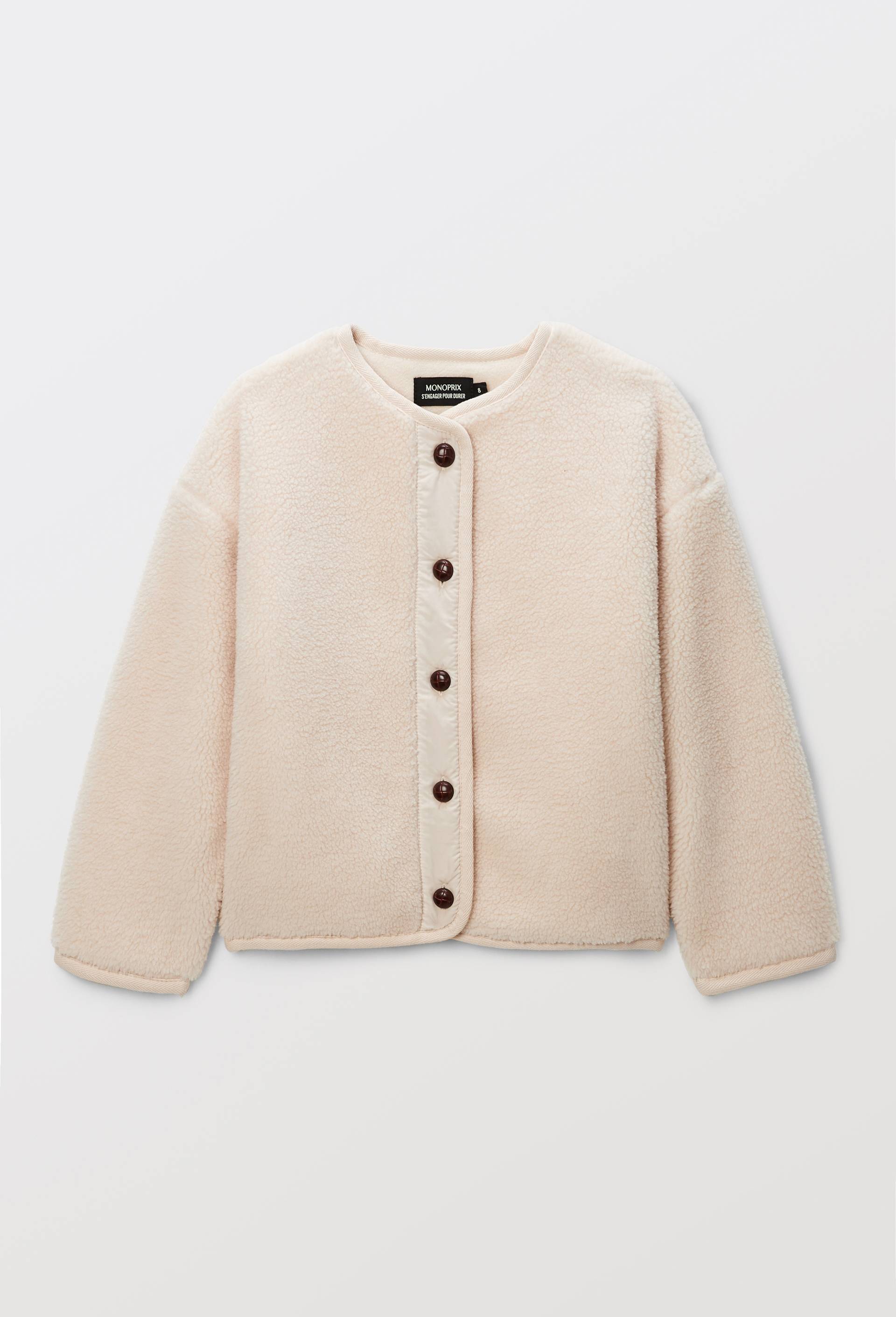 Veste unie effet mouton, Ecru, large image number 1.0