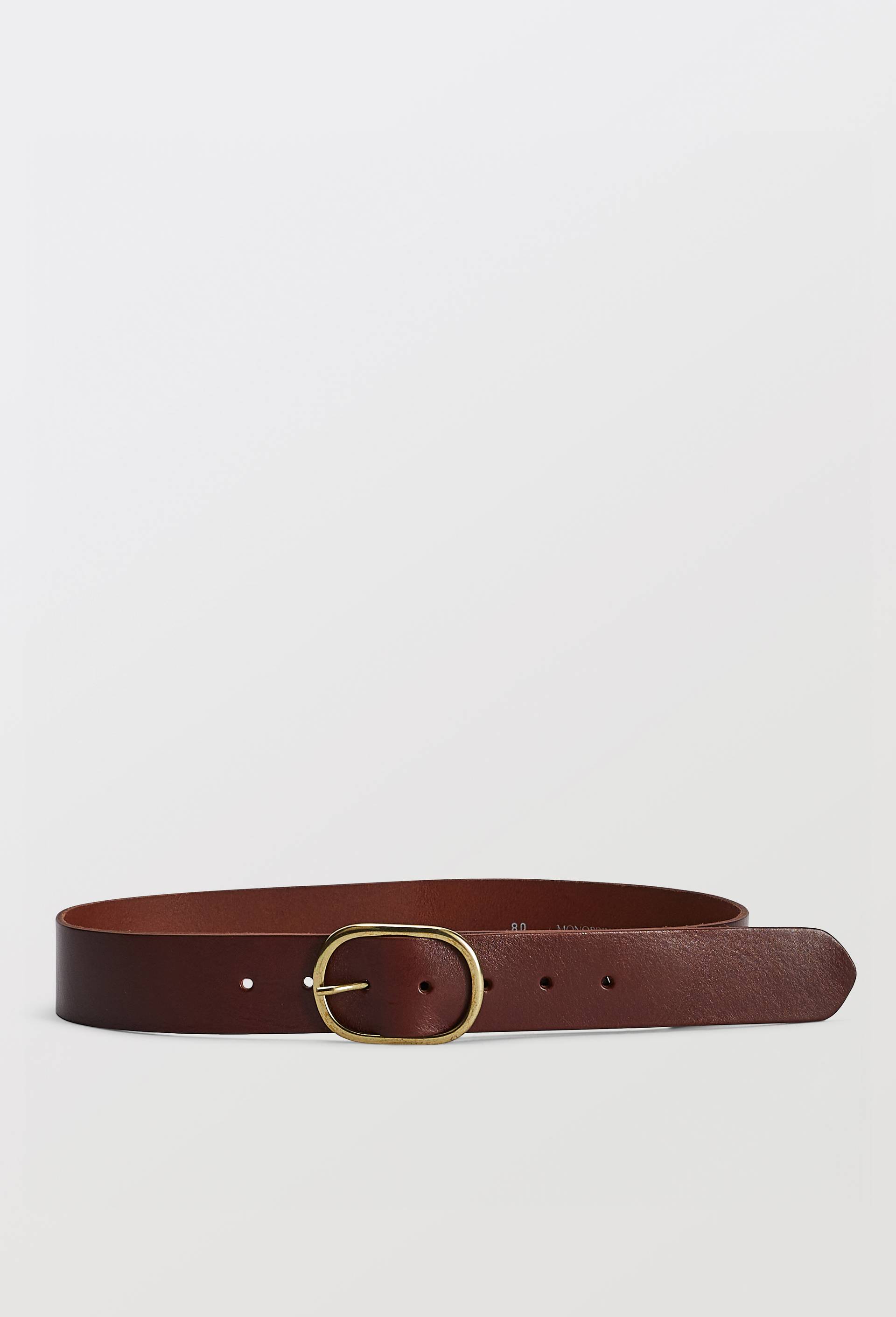 Ceinture 4 cm en cuir, Brun fonc&eacute;, large image number 0.0