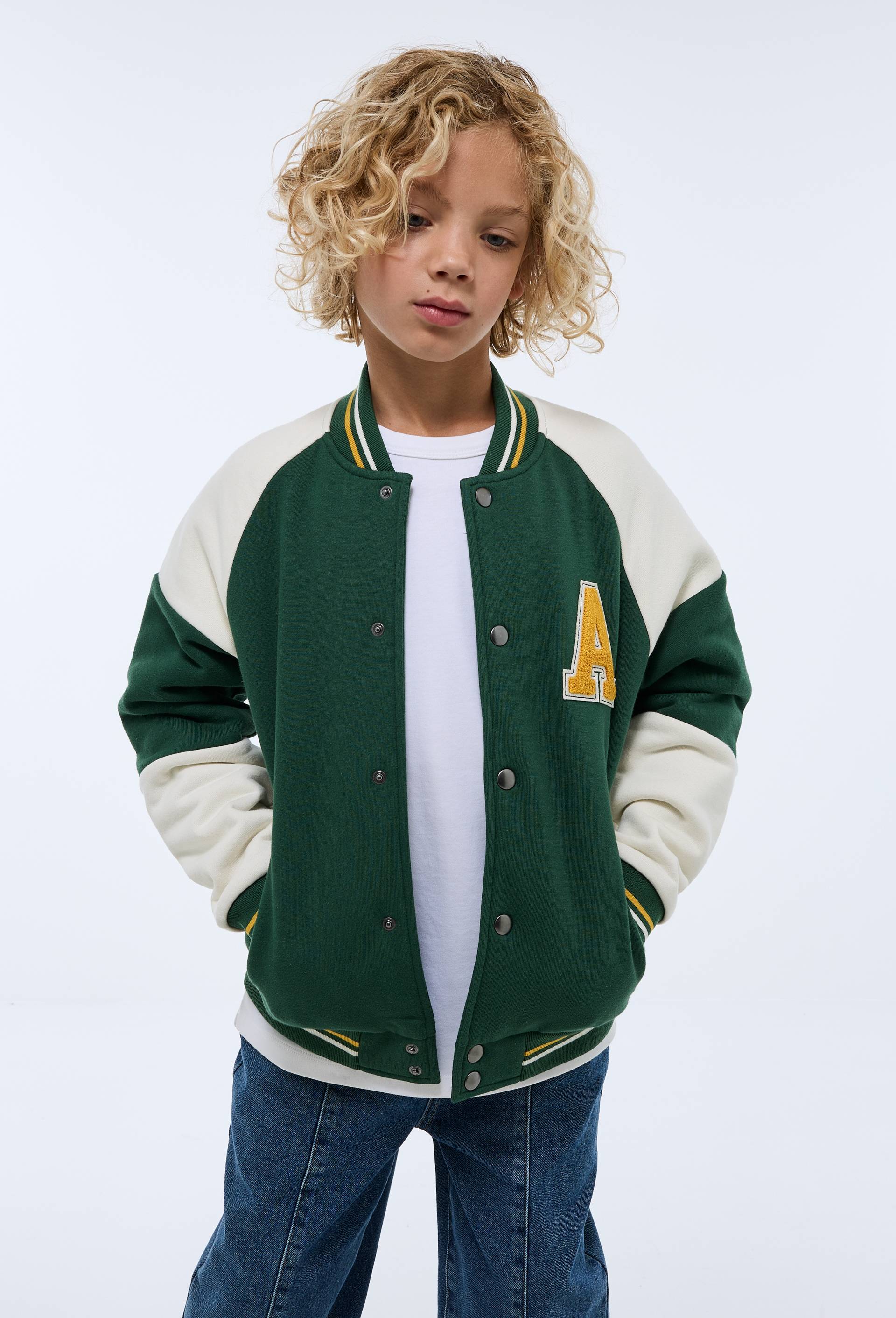 Teddy bicolore contenant du coton BIO GOTS, Vert fonc&eacute;, swatch image