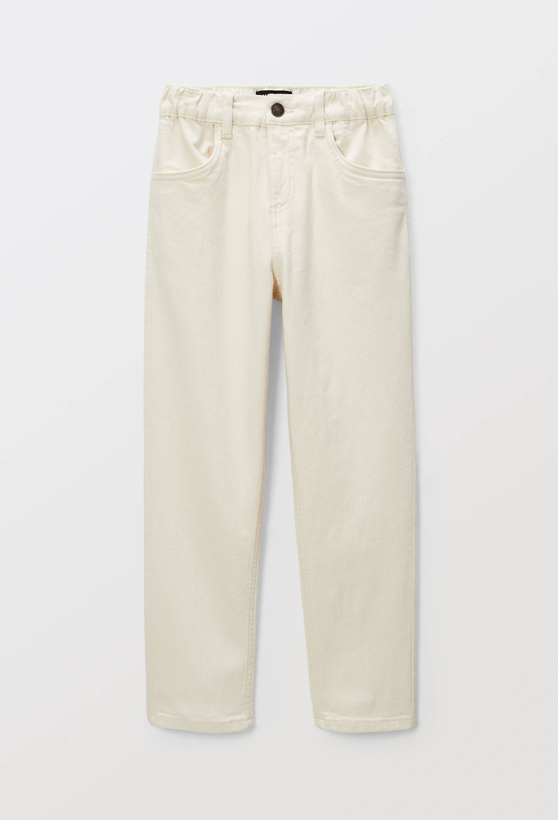 Pantalon droit uni en coton, Ecru, large image number 1