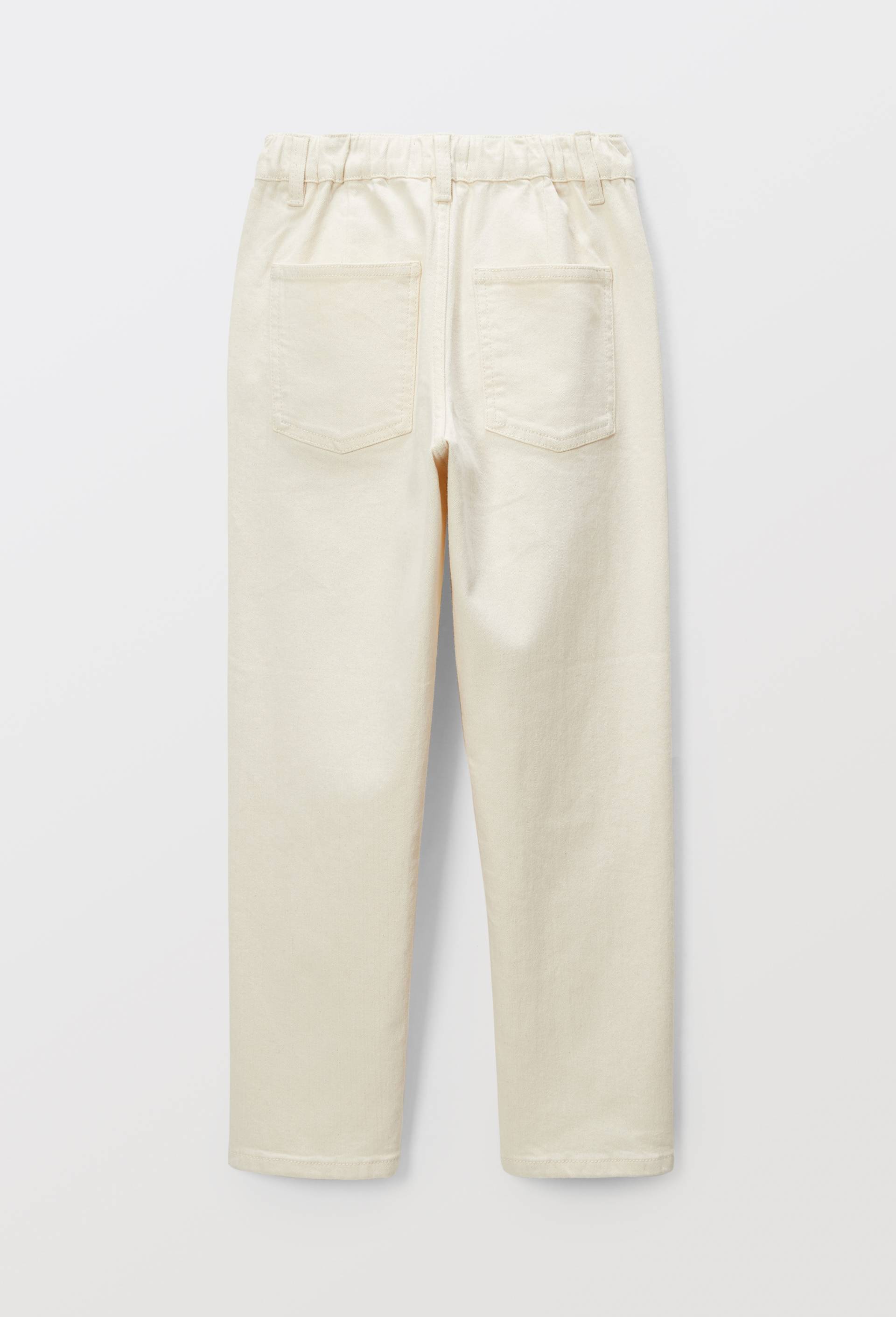Pantalon droit uni en coton, Ecru, large image number 2