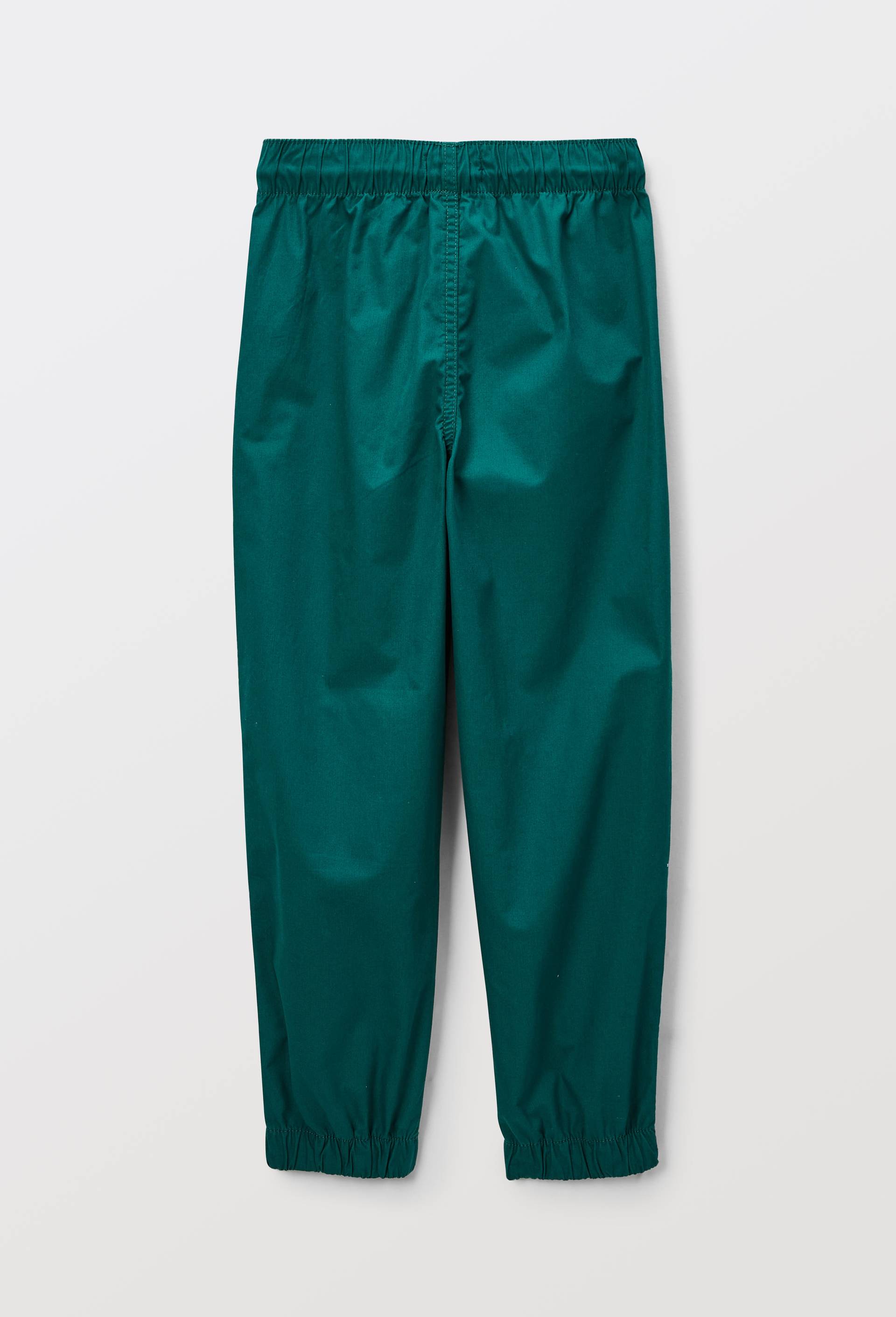 Pantalon large taille &eacute;lastiqu&eacute;e en coton, Vert fonc&eacute;, large image number 1