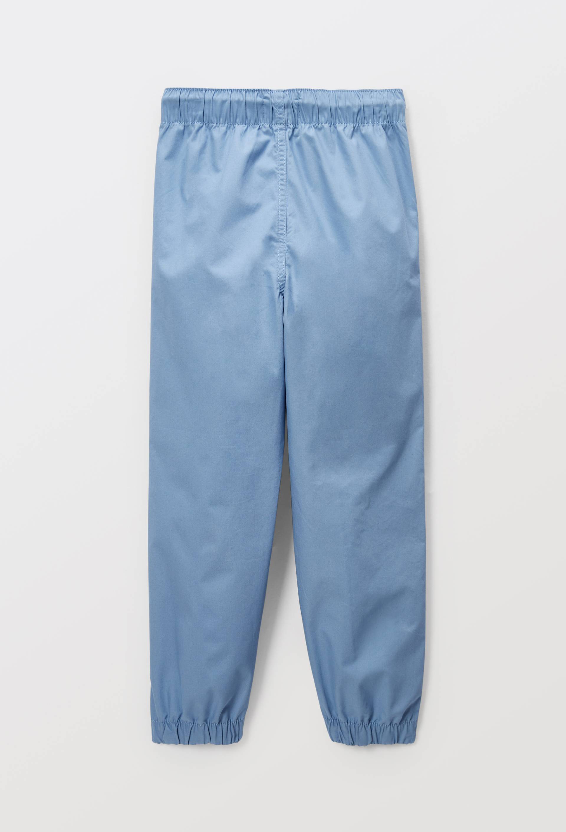 Pantalon large taille &eacute;lastiqu&eacute;e en coton, Bleu, large image number 2.0