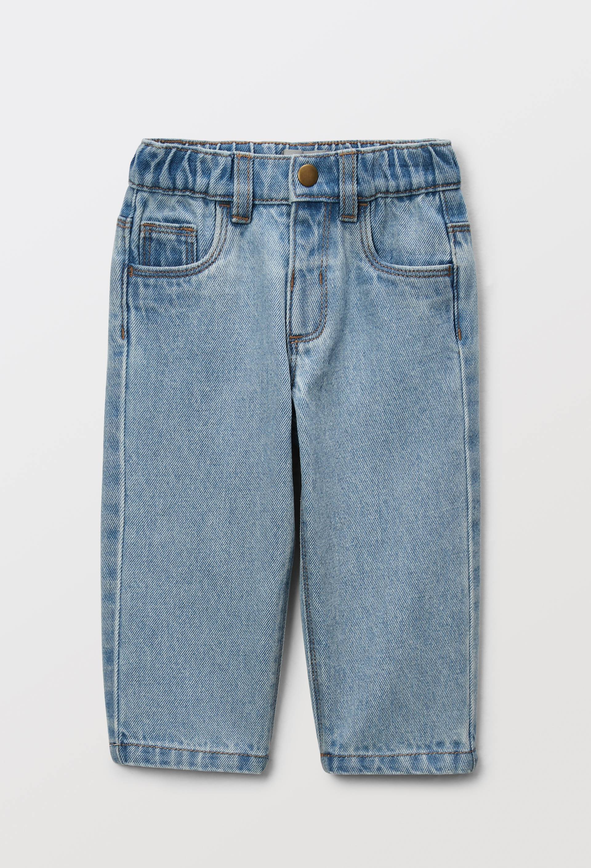 Jean droit uni en coton, Bleu clair, swatch image