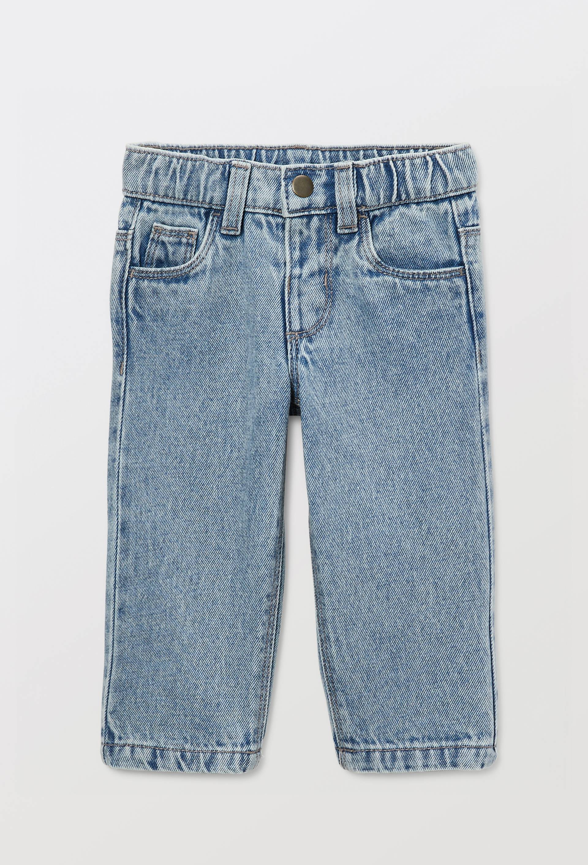 Jean droit uni en coton, Bleu clair, swatch image