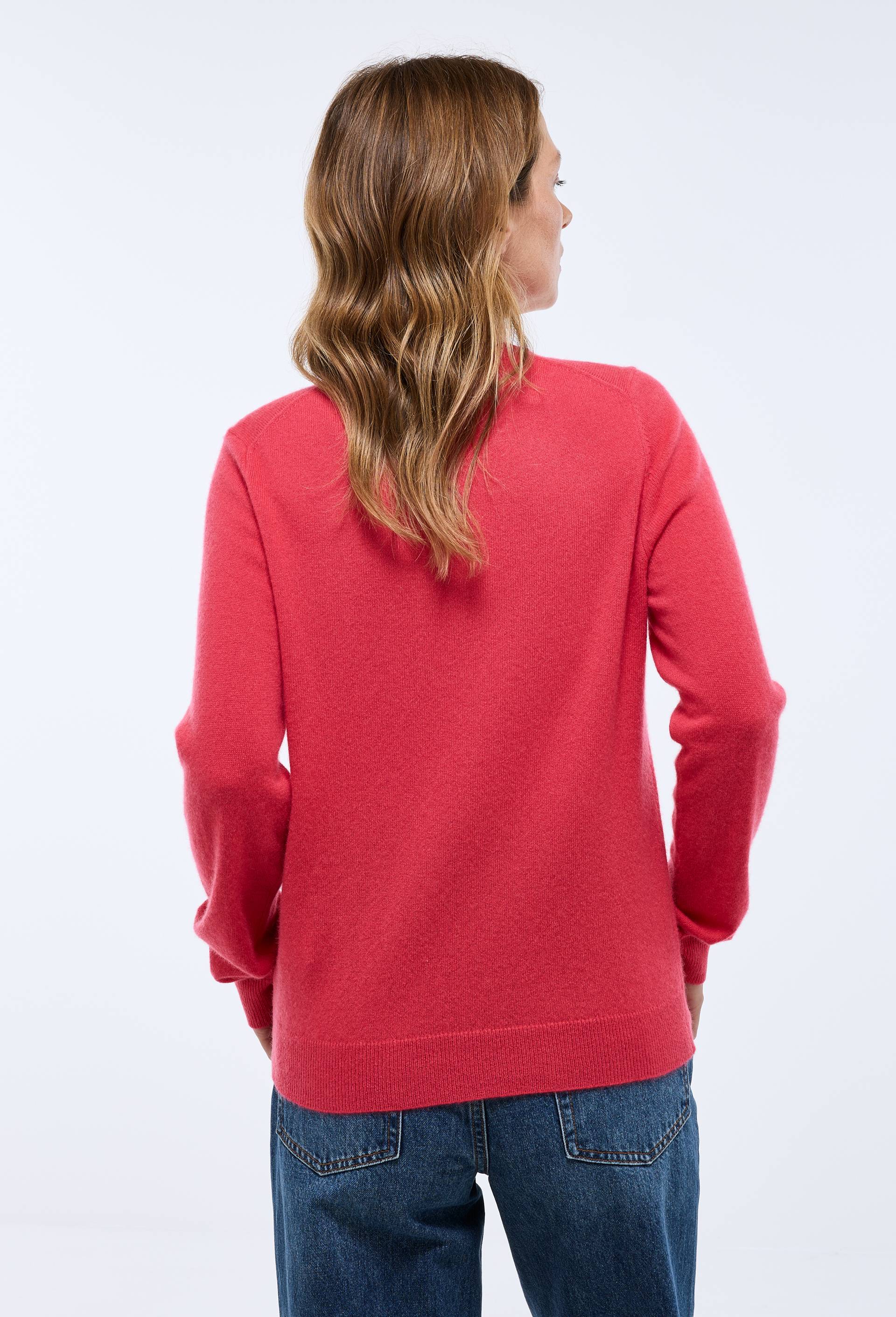 Pull uni col rond en 100% cachemire, Rose, large image number 1