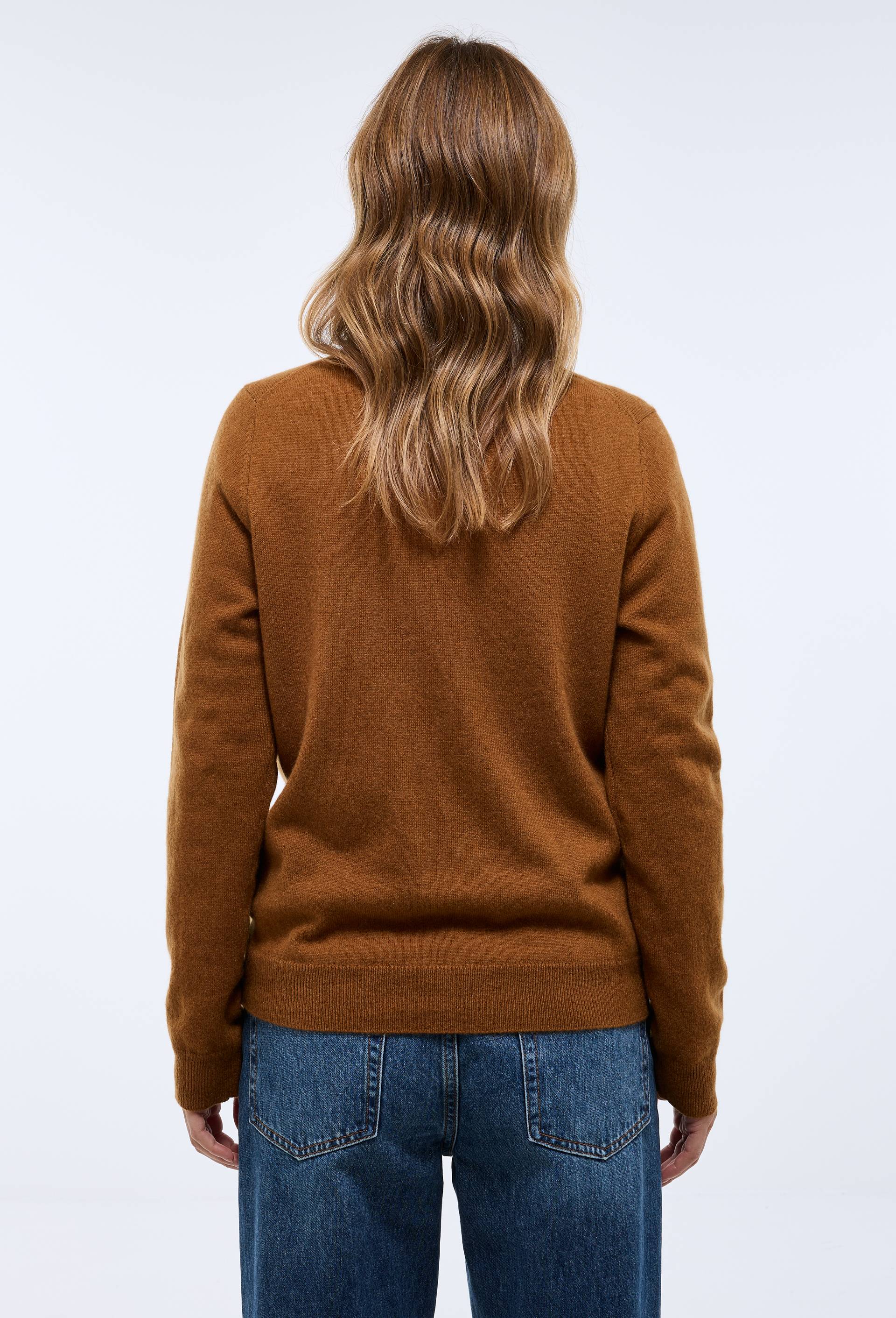 Pull uni col rond en 100% cachemire, Brun clair, large image number 2.0