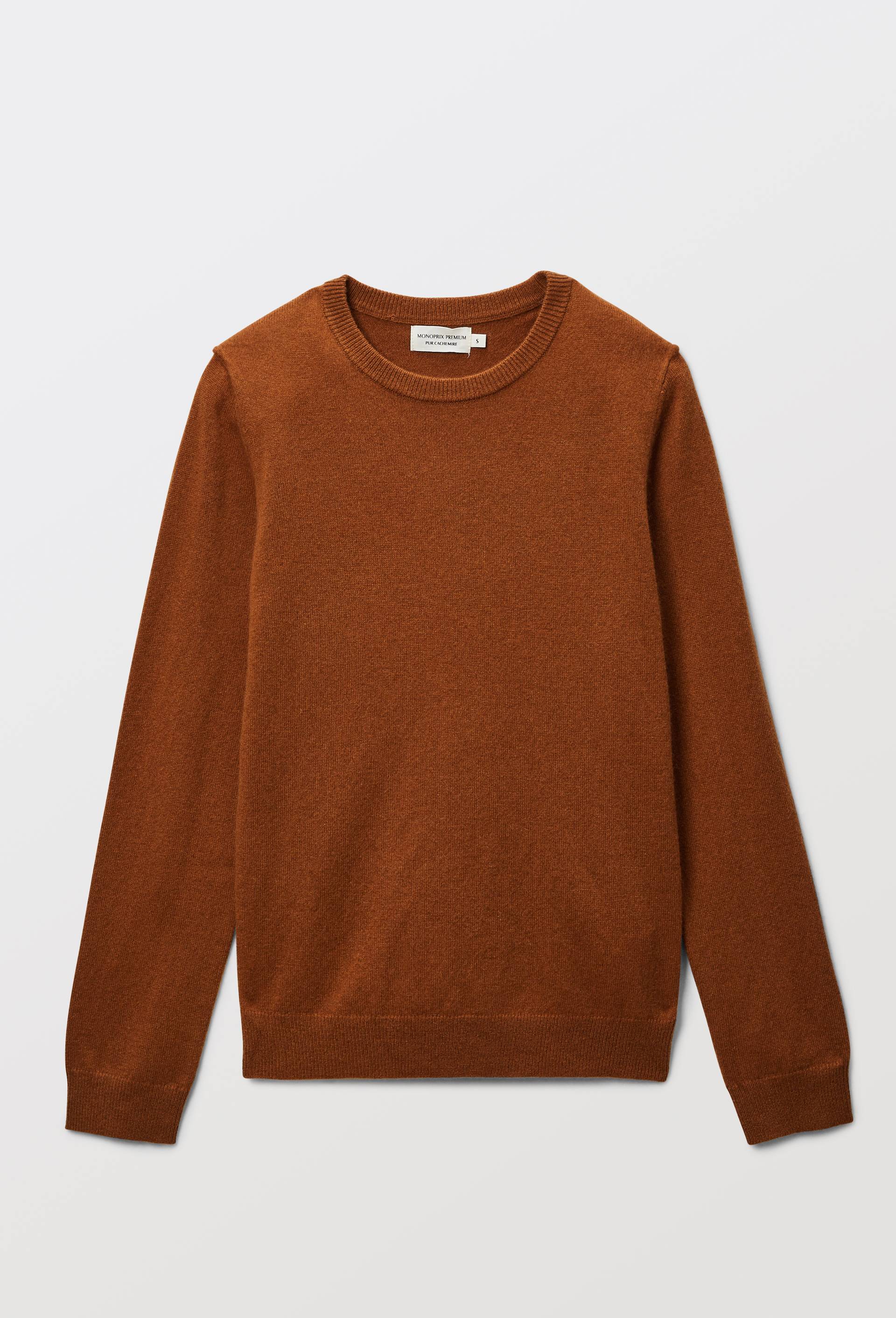 Pull uni col rond en 100% cachemire, Brun clair, large image number 3