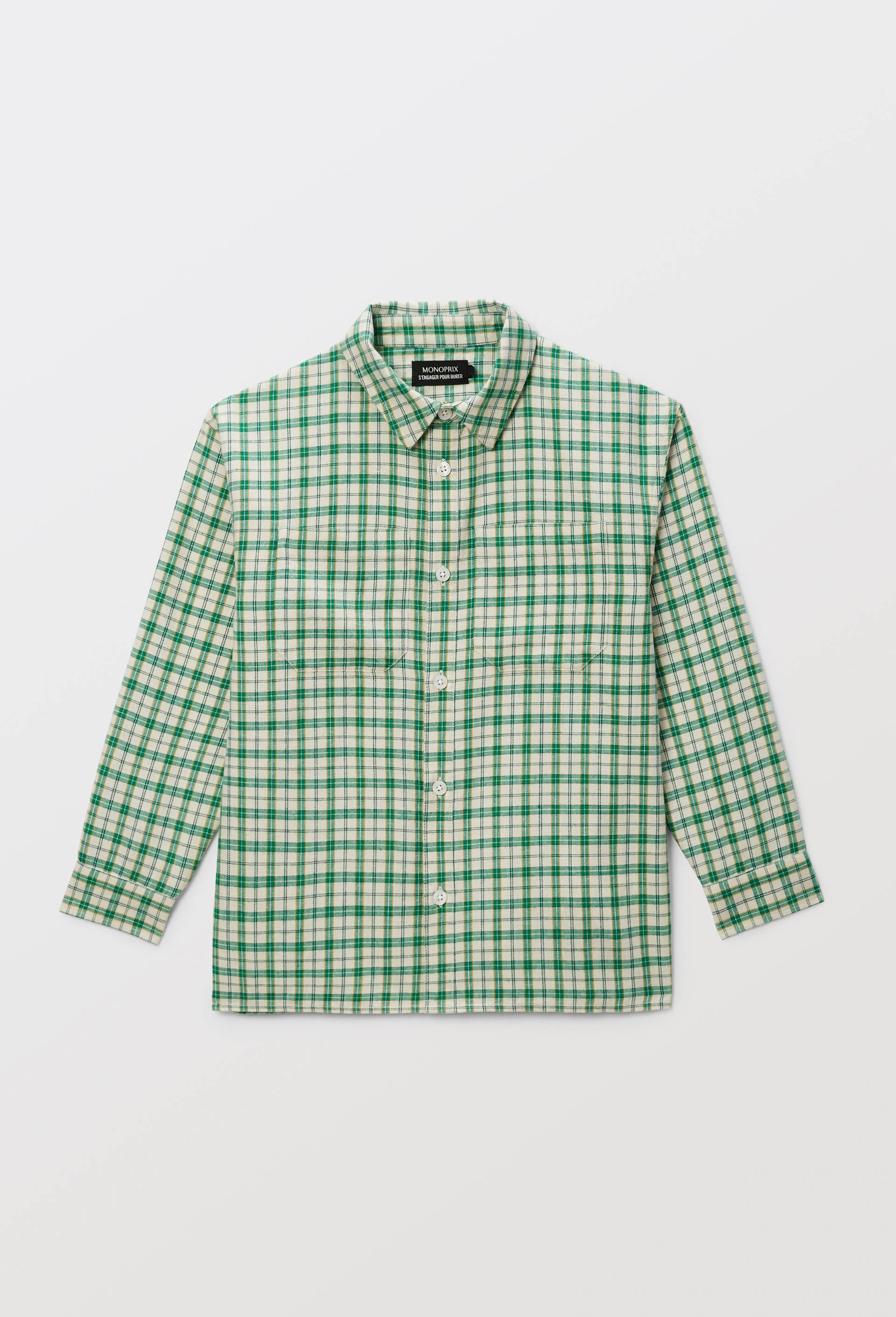 Chemise &agrave; carreaux en coton BIO GOTS, Vert fonc&eacute;, large image number 2.0