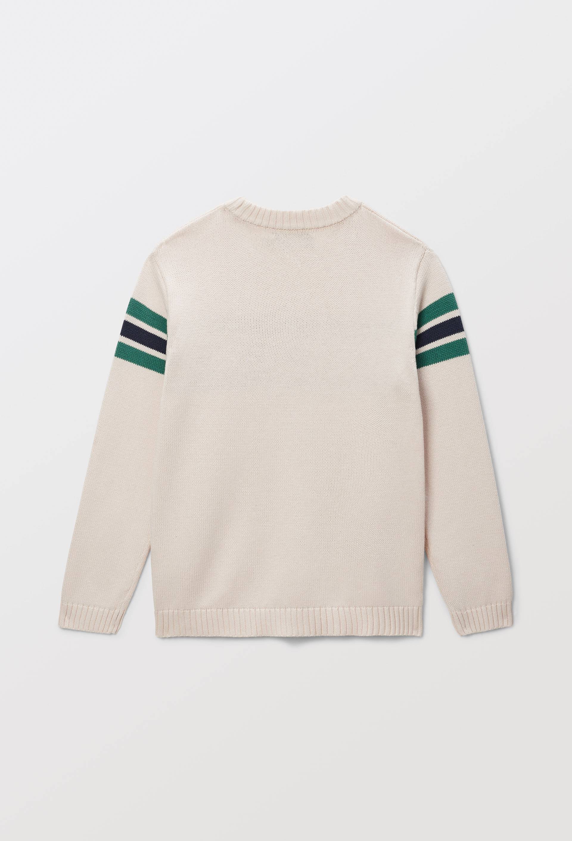 Pull col rond avec inscription en coton, Beige clair, large image number 2.0