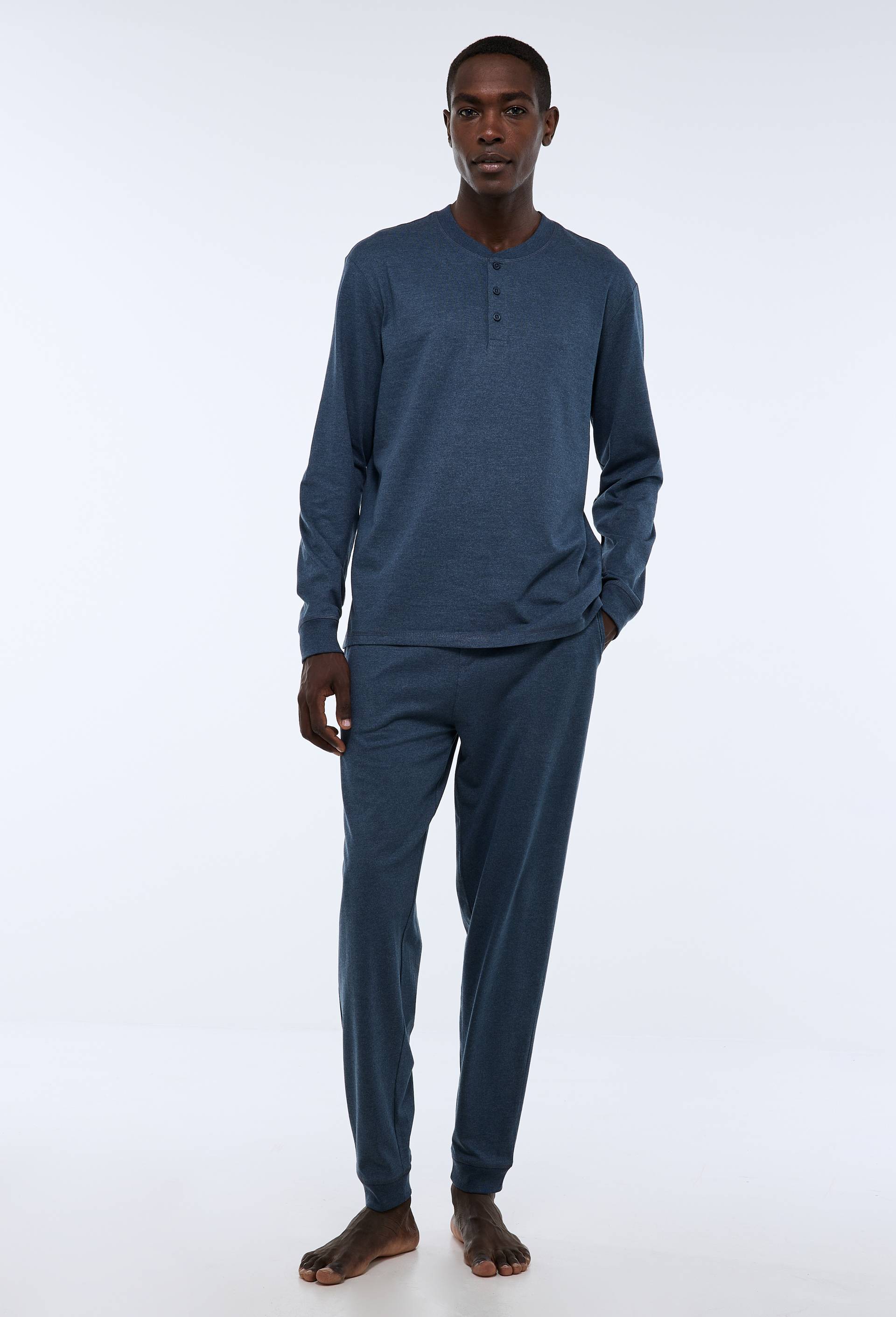 Pyjama long en jersey de coton, Bleu fonc&eacute;, large image number 0